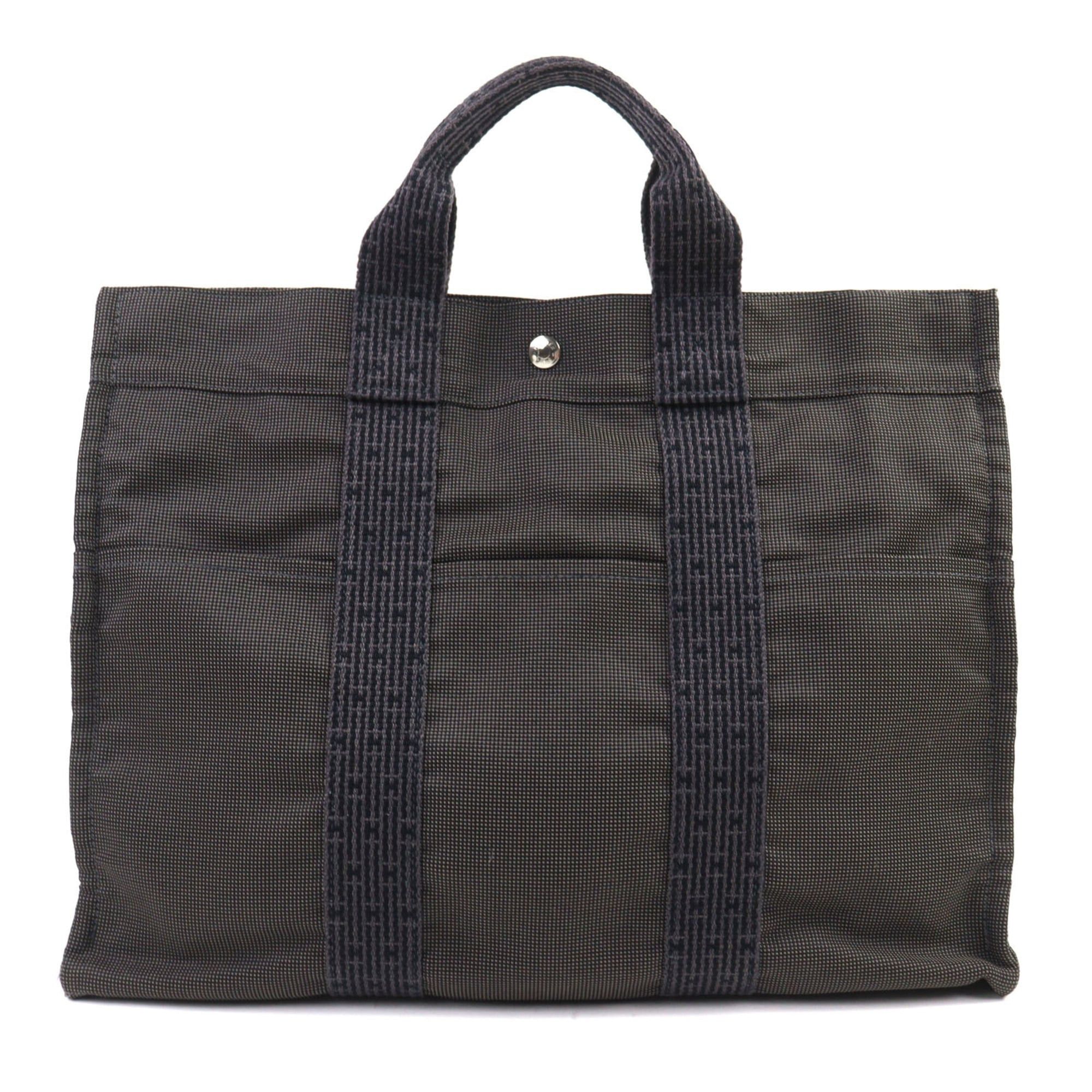 Hermes HERMES Air Line MM Silver Hardware H Logo with Serie Buttons Canvas Tote Bag Gray Made in France Women's Size ONE SIZE - 1 Thumbnail