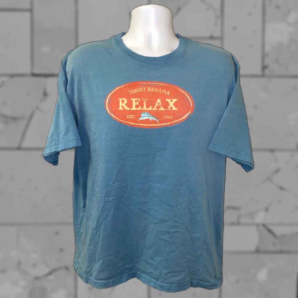 Tommy Bahama Tommy Bahama Relax T-Shirt Shirt Adult L Blue Cotton Short Sleeve Regular Mens Size US L / EU 52-54 / 3 - 1 Thumbnail