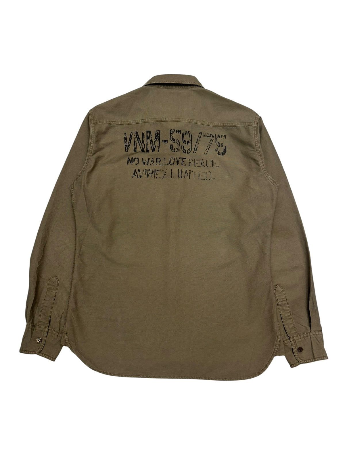 Aero Leathers AVIREX NO WAR🔥LOVE PEACE MILITARY BUTTON SHIRT Size US M / EU 48-50 / 2 - 7 Thumbnail