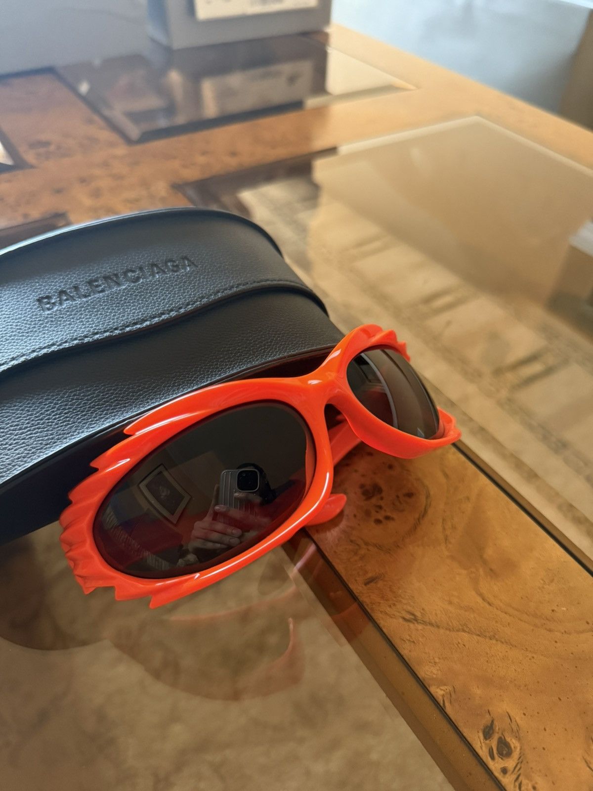 Balenciaga Balenciaga Spike Rectangle Glasses Orange Size ONE SIZE - 2 Thumbnail