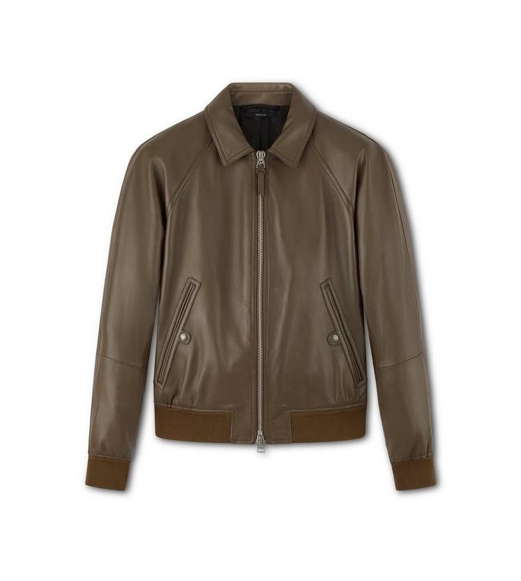 image of Tom Ford O1W1Db10224 Leather Jacket In Light Brown, Men's (Size XL)