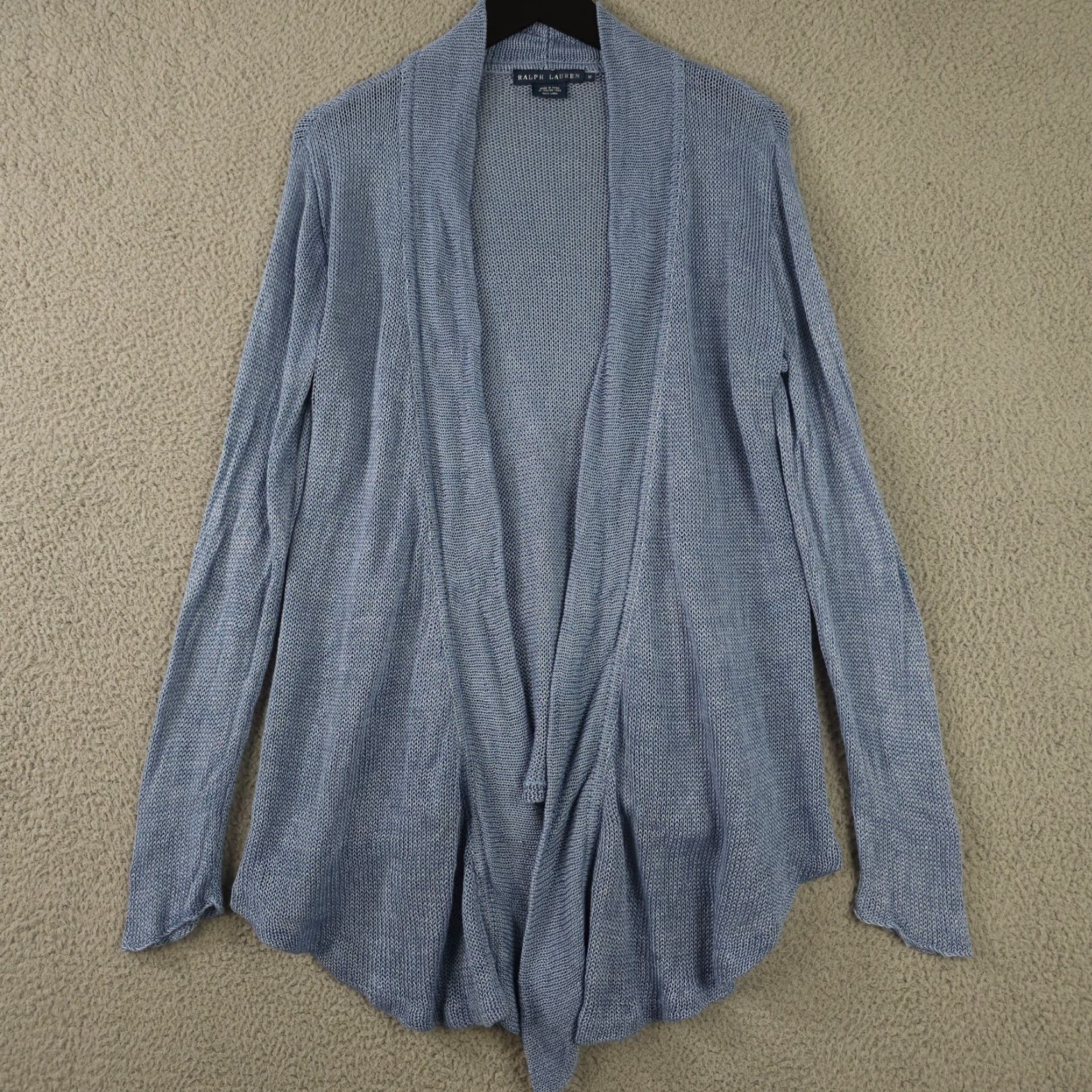 Ralph Lauren Ralph Lauren Sweater Womens Medium Blue Linen Open Front Adjustable Hem Size M / US 6-8 / IT 42-44 - 2 Thumbnail