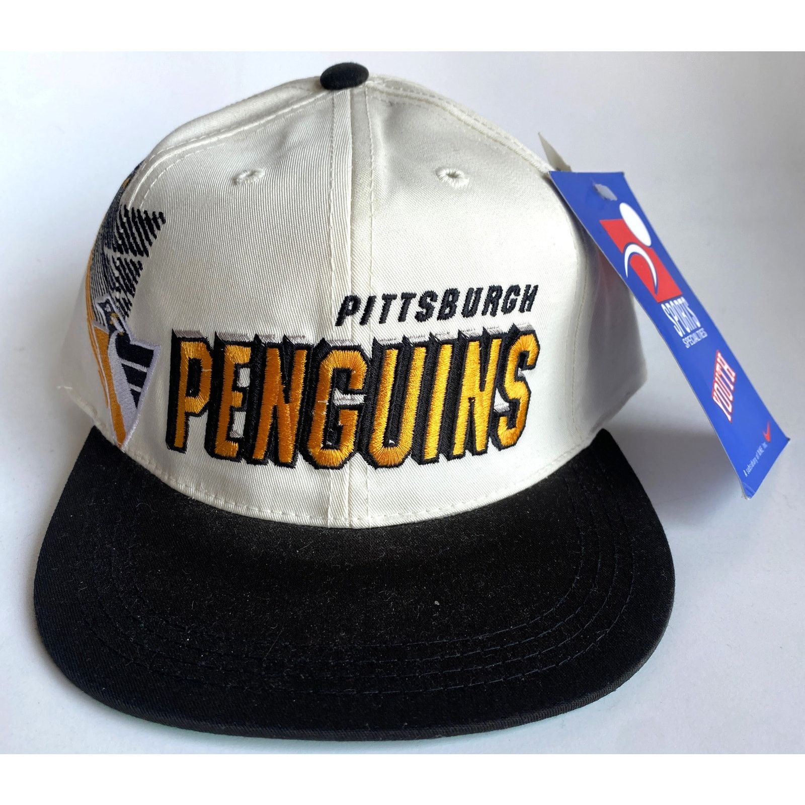 NHL × Sports Specialties NEW Pittsburgh Penguins 90s SHADOW snapback Robo Youth vtg Size ONE SIZE - 2 Thumbnail