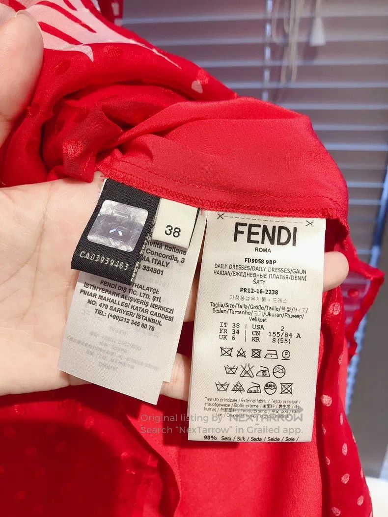 Fendi Fendi Heavy Polka Dot Embroidered Silk Printed Dress Size XS / US 0-2 / IT 36-38 - 8 Thumbnail