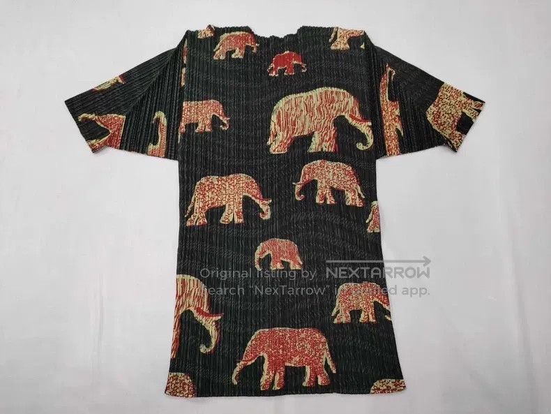 Issey Miyake Issey Miyake Vintage Black Elephant Print Ruched Top Size L / US 10 / IT 46 - 2 Thumbnail
