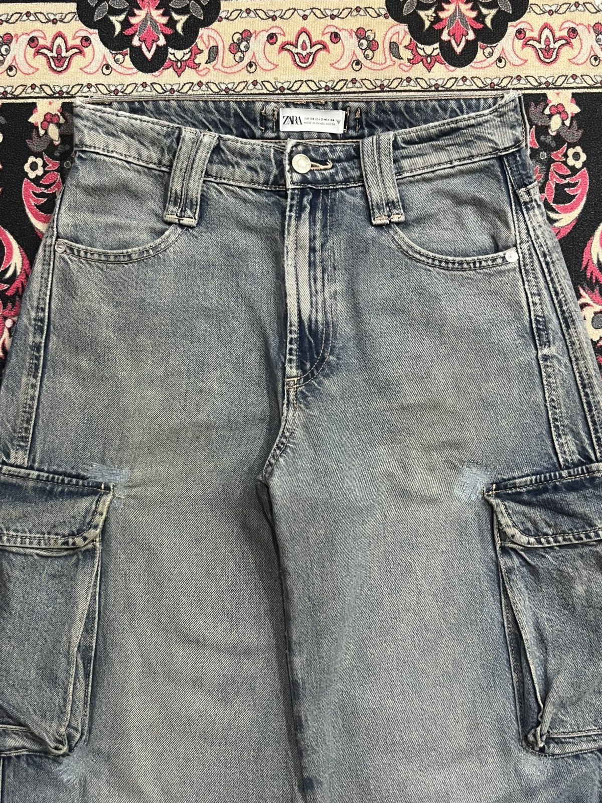 Tripp NYC Vintage Zara Tactical Cargo Grey Washed Baggy Jeans Size US 28 / EU 44 - 6 Thumbnail