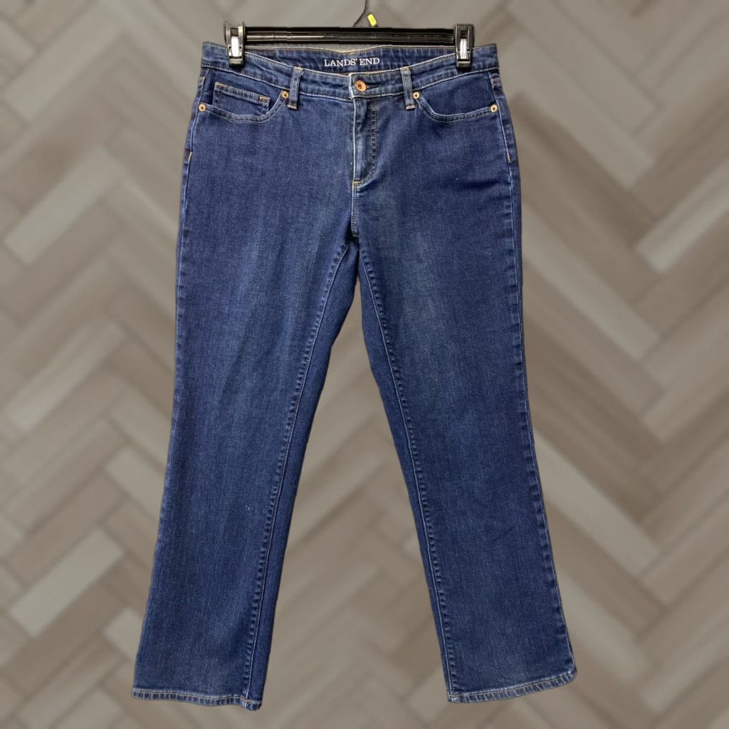 Lands' End Lands' End Jeans Women’s 10 Mid Rise Blue Denim Straight Leg Crop 26 In Inseam Regular 32 in Waist Womens Size 32" / US 10 / IT 46 - 1 Thumbnail