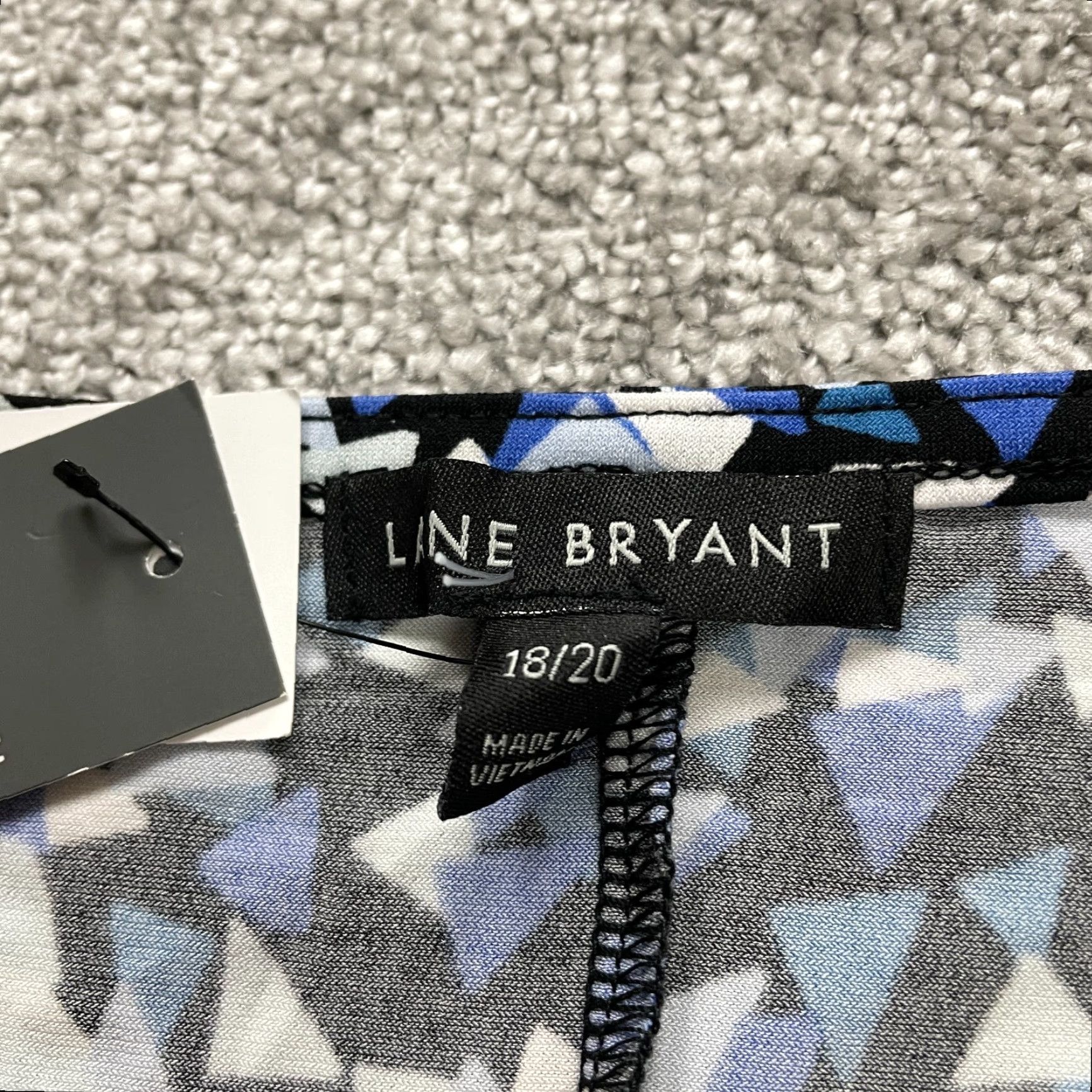 Vintage Lane Bryant Blouse Womens 18/20 Blue White Black V-Neck Keyhole Short Sleeve NWT Size XXL / US 16-18 / IT 52-54 - 5 Thumbnail