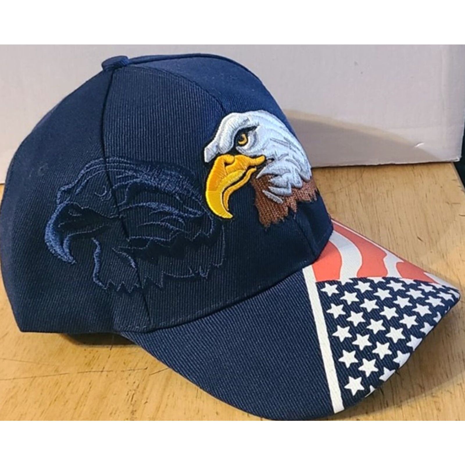 Vintage VINTAGE Tem Baseball Cap Men Adjustable Blue Eagle Flag Patriotic USA 90s Size ONE SIZE - 2 Thumbnail
