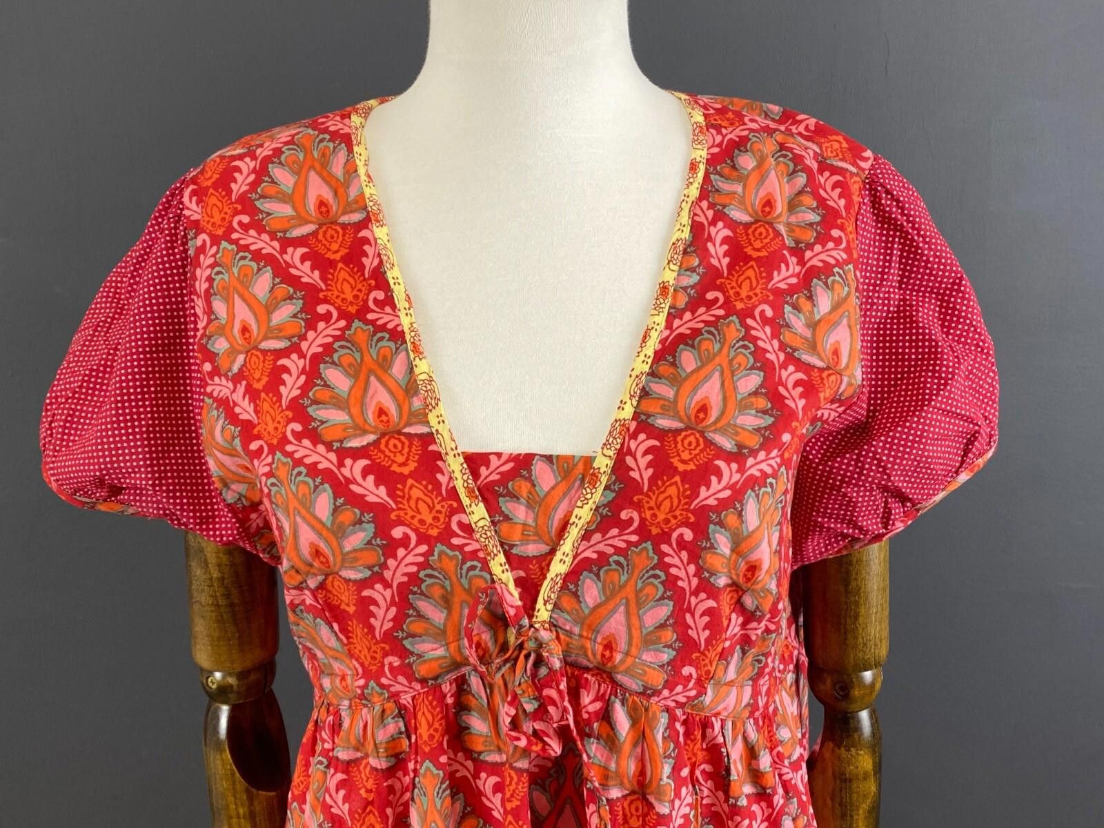 Designer Deerberg by Oska Red Floral Blouson Midi Dress Size M Size M / US 6-8 / IT 42-44 - 4 Thumbnail