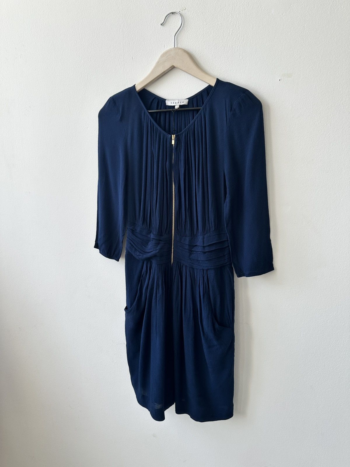 Sandro Sandro Paris blue zip midi dress viscose Size S / US 4 / IT 40 - 3 Thumbnail