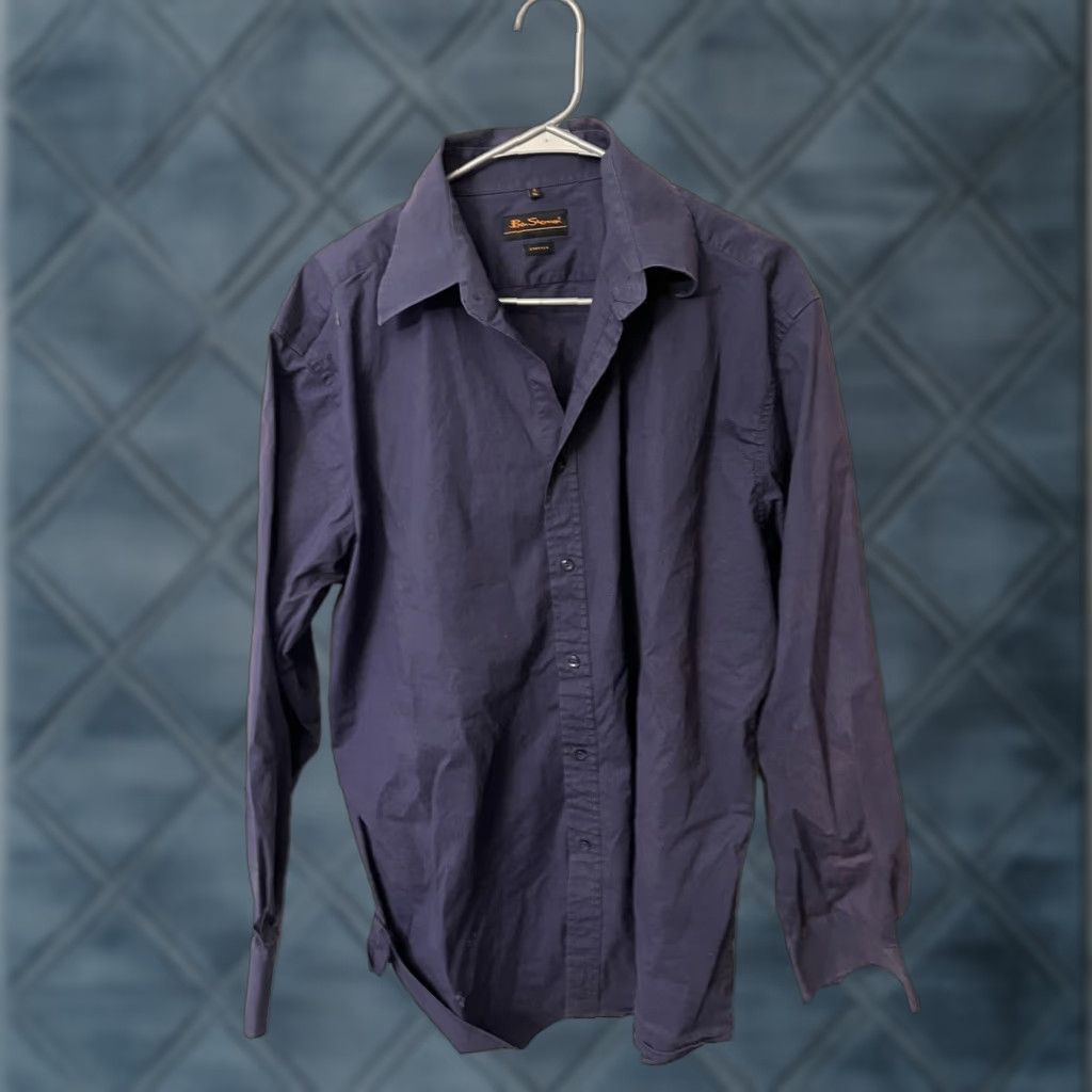 Ben Sherman Ben Sherman Shirt Mens XL Navy Blue Button-Up Stretch Tailored Collared Long Sleeve Classic Business Casual Travel Size US XL / EU 56 / 4 - 1 Thumbnail