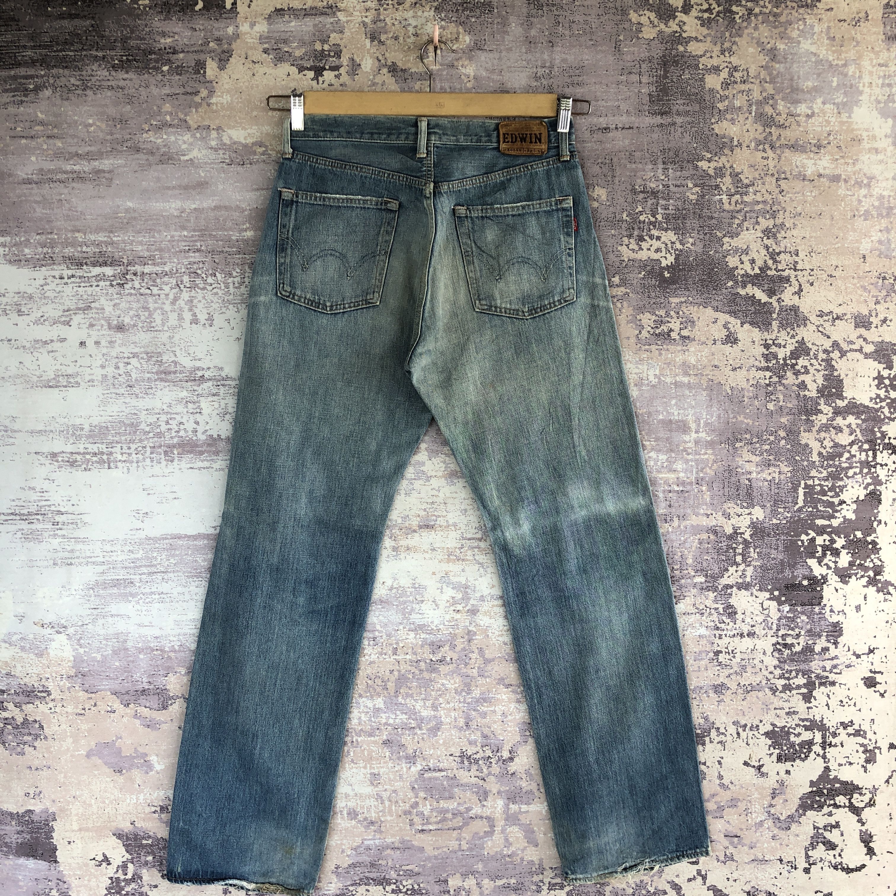 Edwin Vintage Edwin 505 Japan Selvedge Denim Faded Redline Jeans Size US 30 / EU 46 - 2 Thumbnail