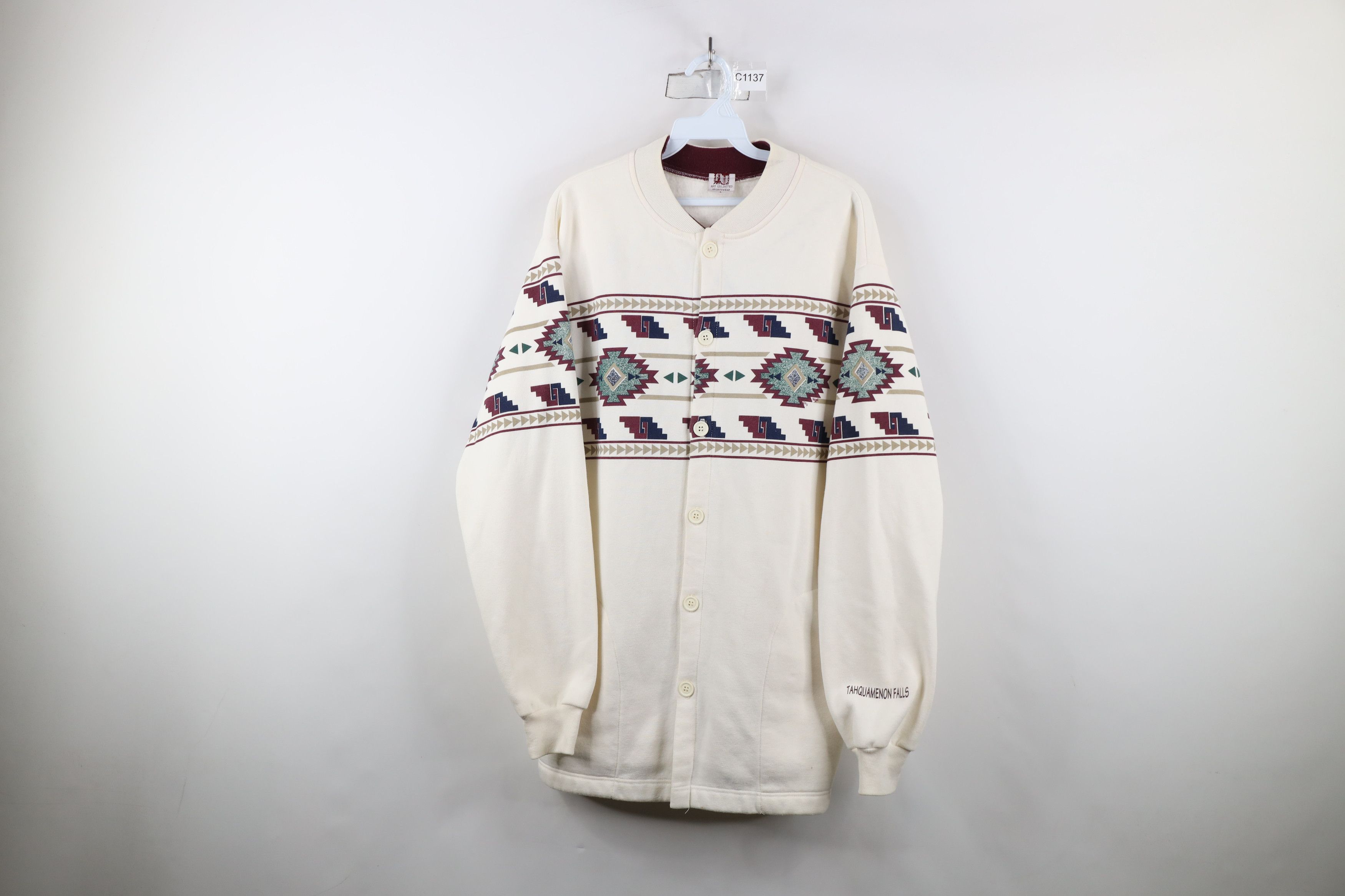 Vintage Vintage 90s Art Unlimited Over Print Cardigan Sweatshirt USA Size US L / EU 52-54 / 3 - 1 Thumbnail