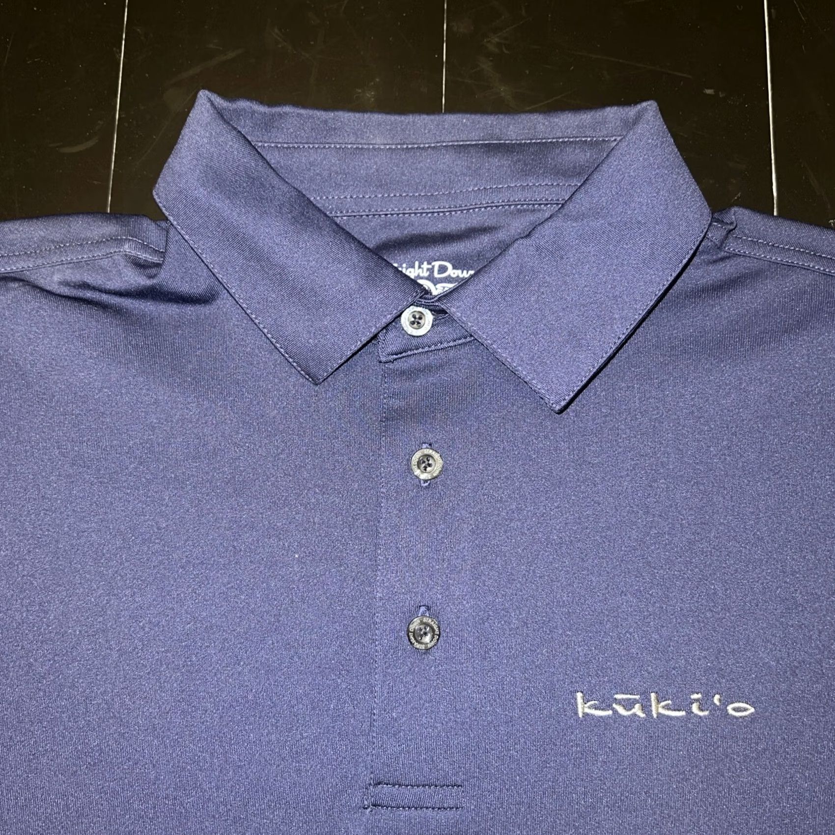 Vintage Kuki’o Country Club Golf Polo Shirt Adult Large Blue Solid Logo Polo Cap Sleeve Short Sleeve 100% Polyester mens NWD Size US L / EU 52-54 / 3 - 2 Thumbnail