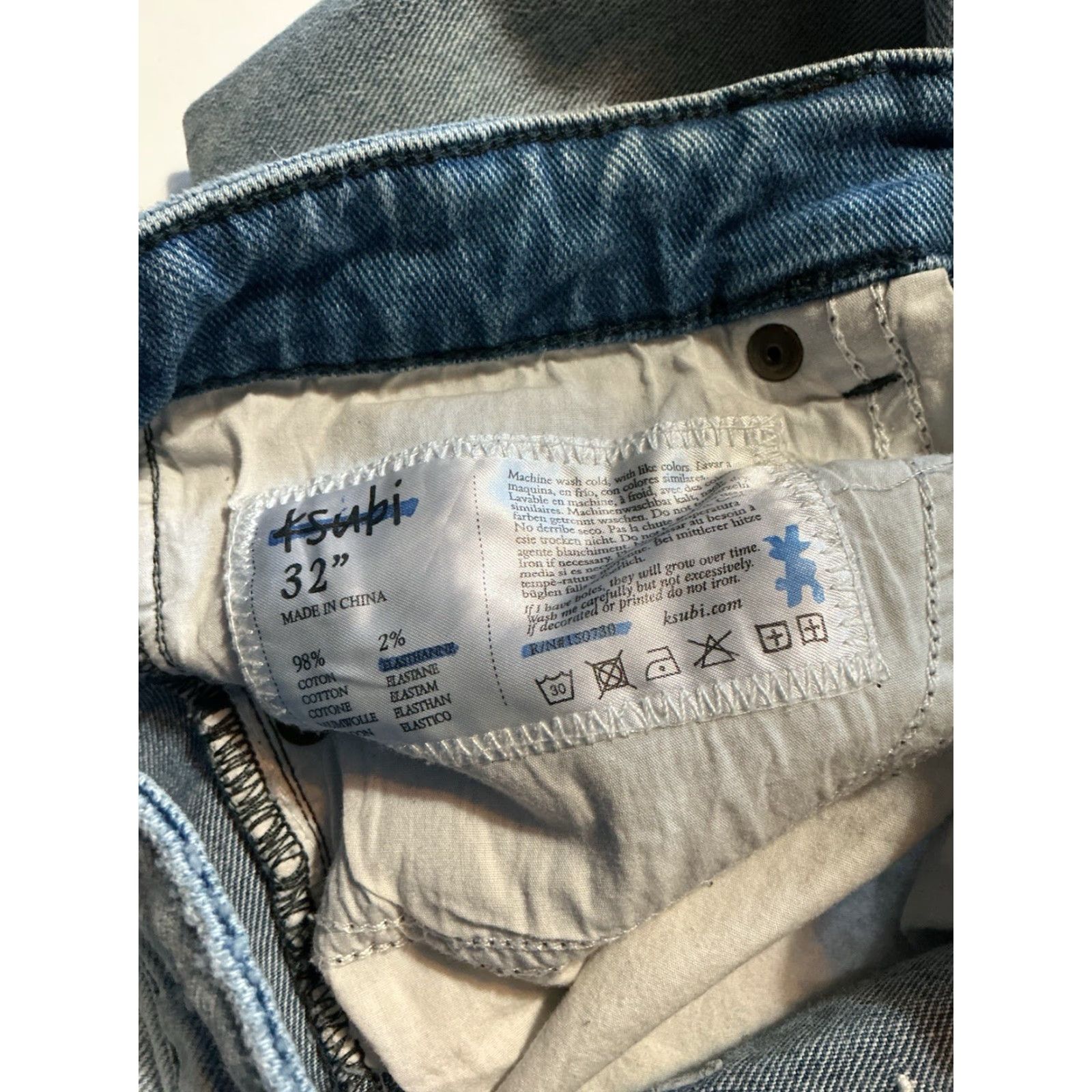 Ksubi Ksubi Chitch Philly Mid Rise Slim Fit Distressed Blue Denim Jeans Sz. 32 Mens Size US 32 / EU 48 - 6 Thumbnail