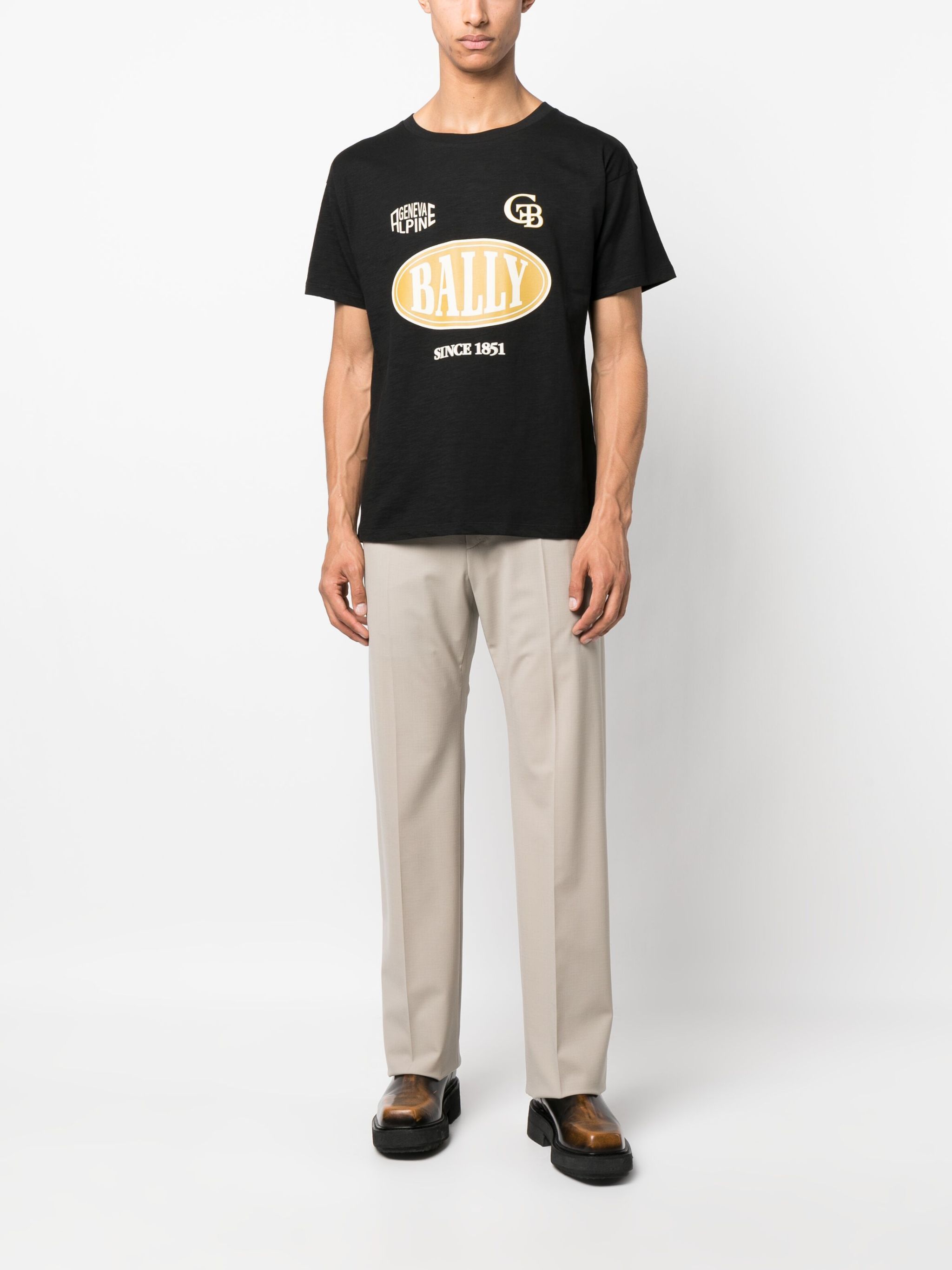 Bally o1y1224 Short Sleeves Logo Print Cotton T-Shirt in Black Size US L / EU 52-54 / 3 - 2 Thumbnail