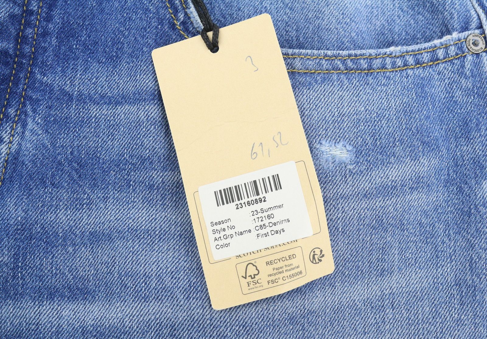 Scotch & Soda THE VERT W32/L32 Blue Distress Straight Jeans 88597 Size US 32 / EU 48 - 7 Thumbnail