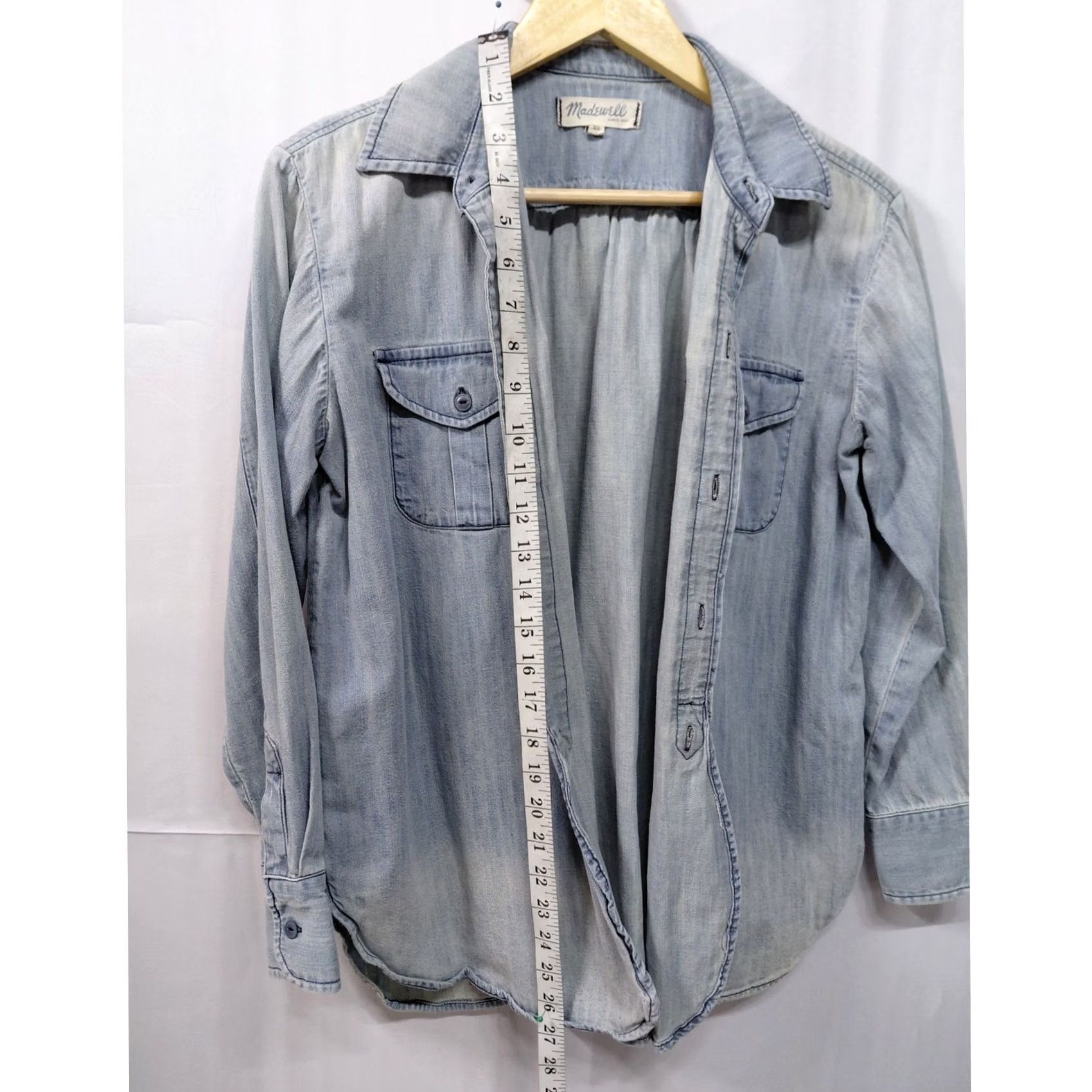 Madewell Madewell Denim Shirt Blue Long Sleeve Solid Collared Women Size M Size M / US 6-8 / IT 42-44 - 5 Thumbnail