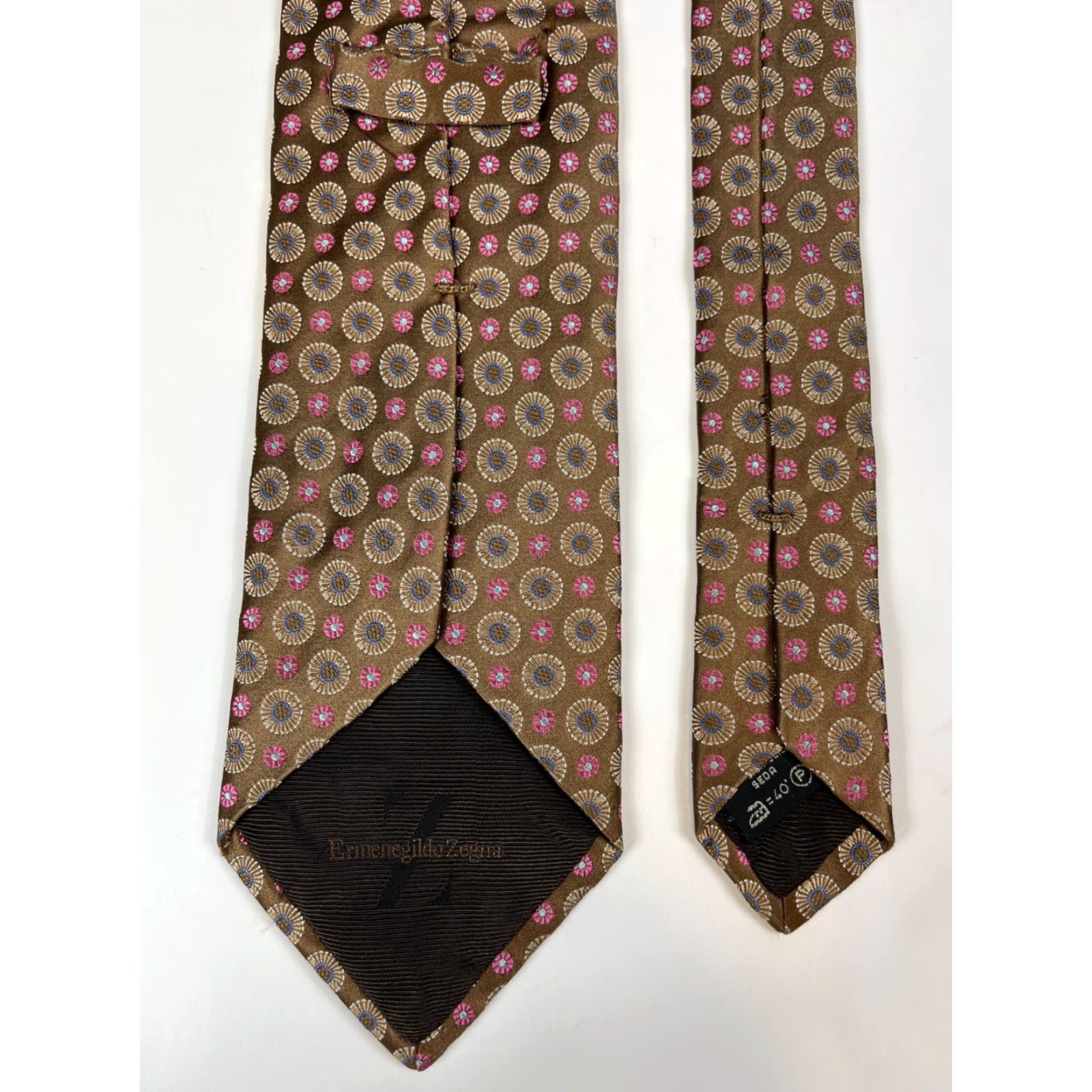 Ermenegildo Zegna VINTAGE Ermenegildo Zegna Silk Tie Floral Foulard Made in Italy Men’s Tie Copper Silk 61.75" 3.75" Wide Preppy Designer Size ONE SIZE - 7 Thumbnail