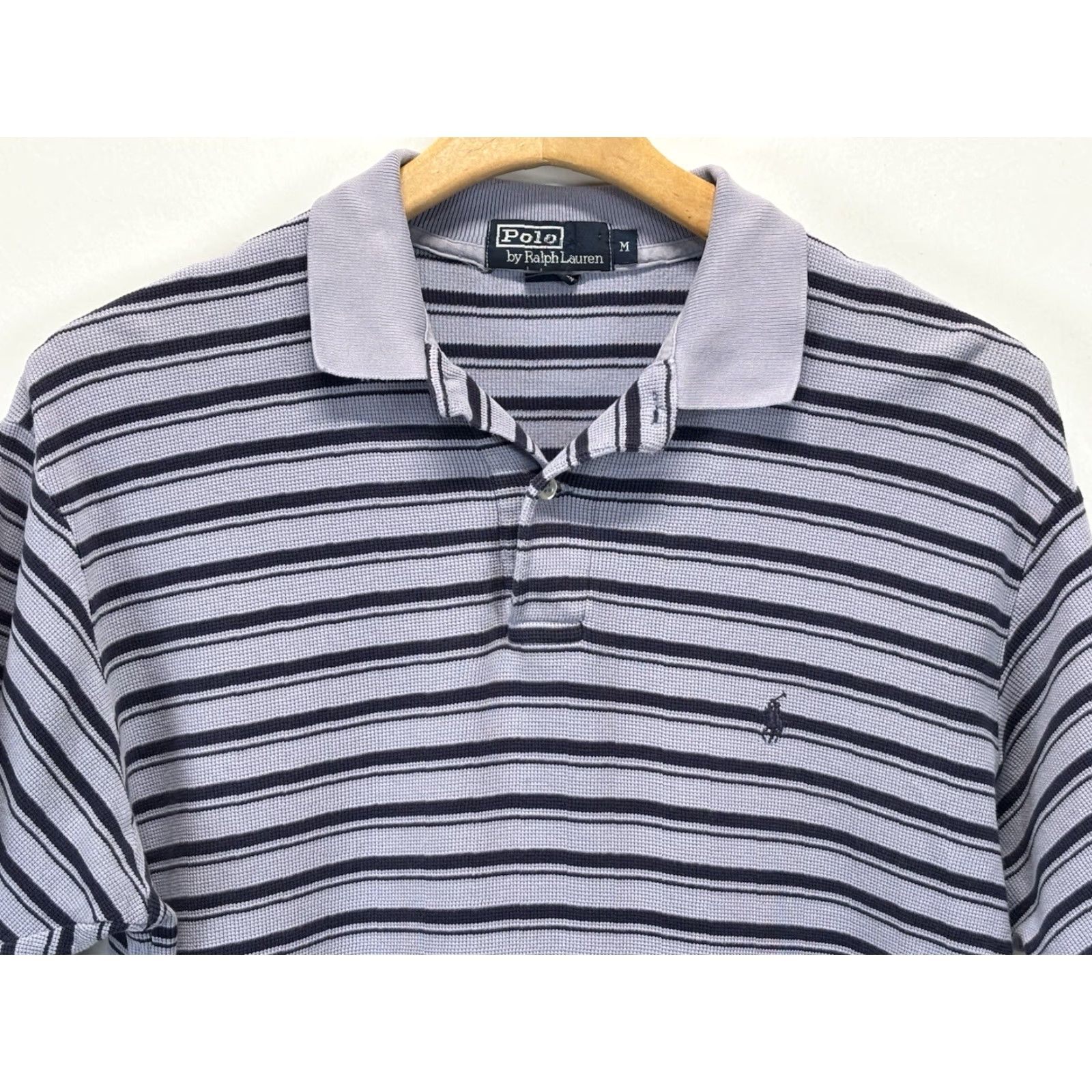 Polo Ralph Lauren VINTAGE Polo Ralph Lauren Polo Shirt Blue Stripe Short Sleeve 100% Cotton M Mens Pocket Polo Shirt BLUE STRIPE Polo Ralph Lauren 90s-2000s Mens Polo Size US M / EU 48-50 / 2 - 2 Thumbnail