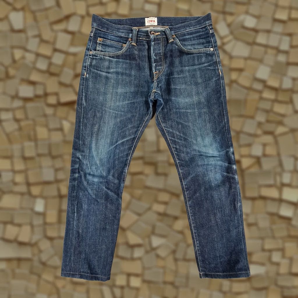 Edwin Edwin ED-55 Selvedge Jeans Mens W32 L26 Blue Relaxed Tapered Denim Jeans Mens Blue Denim Selvedge 5-Pocket Mens Jeans Size US 32 / EU 48 - 1 Thumbnail