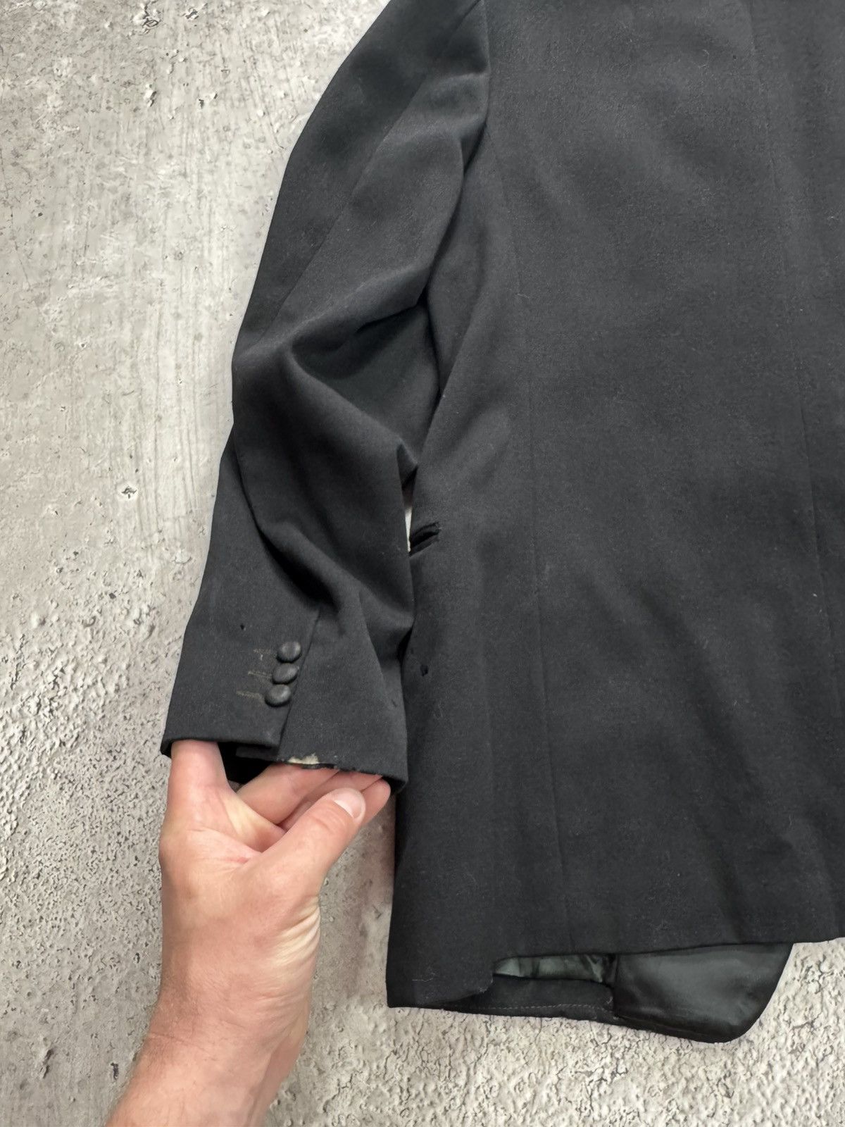 Other Vintage Black Tuxedo Blazer One Button Leather Shawl Collar Size 36R - 16 Thumbnail