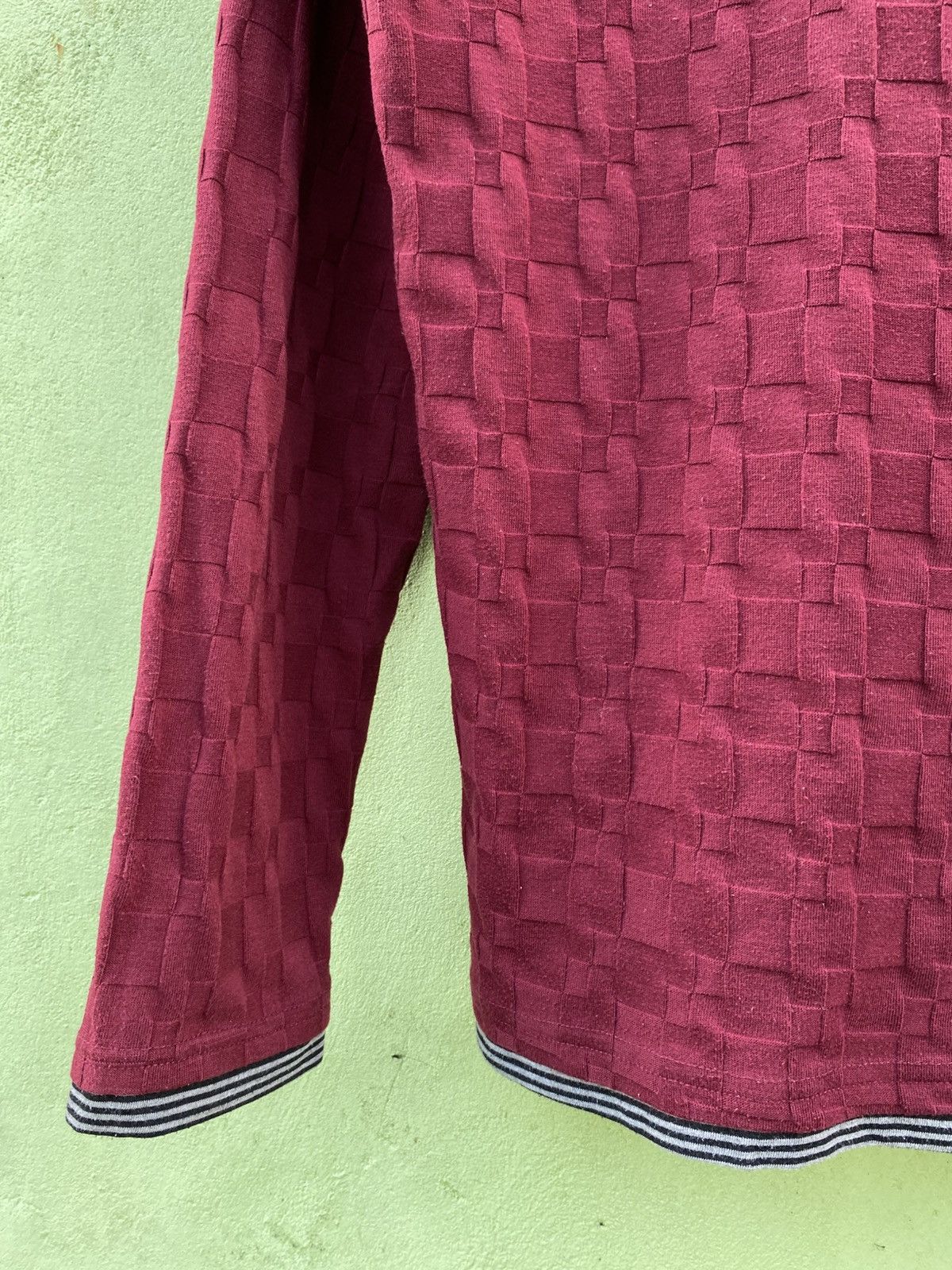 Japanese Brand Beams Heart Burgundy Textured Long Sleeve Japanese Vintage Size US M / EU 48-50 / 2 - 12 Thumbnail