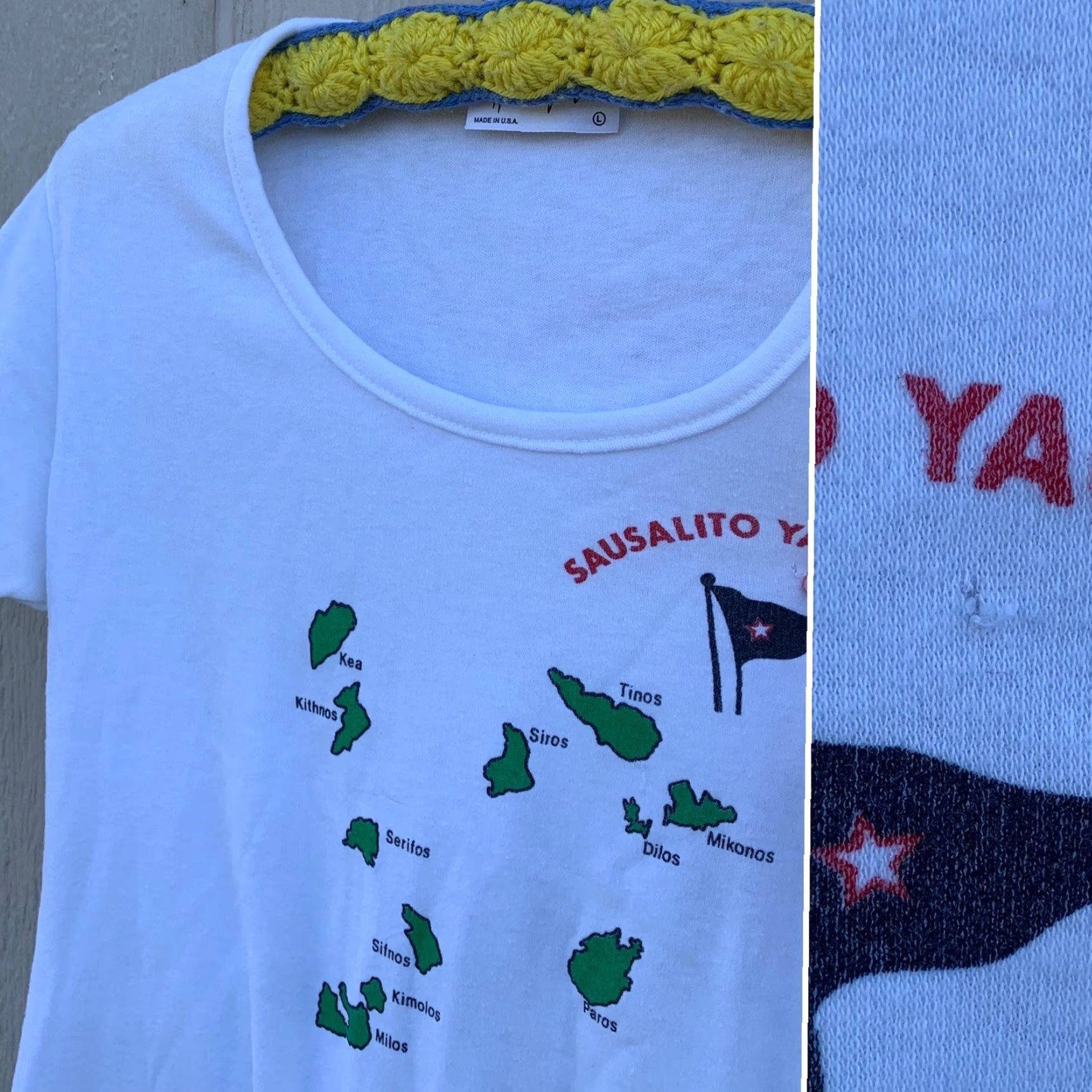 Hanes Vintage Sausalito Yacht Club 1985 SYC Cruise Greek Islands T Shirt Ladies L White Hanes 80s Athletic Shirt Womens Vintage 1980s Mens Womens Size L / US 10 / IT 46 - 3 Thumbnail
