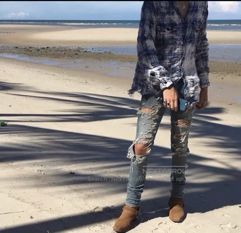 Saint Laurent Paris Saint Laurent Paris Blue Big Destroyed Denim Jeans Size US 32 / EU 48 - 9 Thumbnail