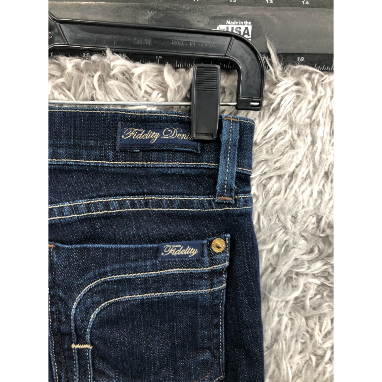 Vintage Fidelity Denim Bootcut Jeans Women Blue Dark Wash 25 Regular 5-Pocket Denim Cotton ZIP Button Belt Loops Inseam 29in Size 42" / US 20 - 6 Thumbnail