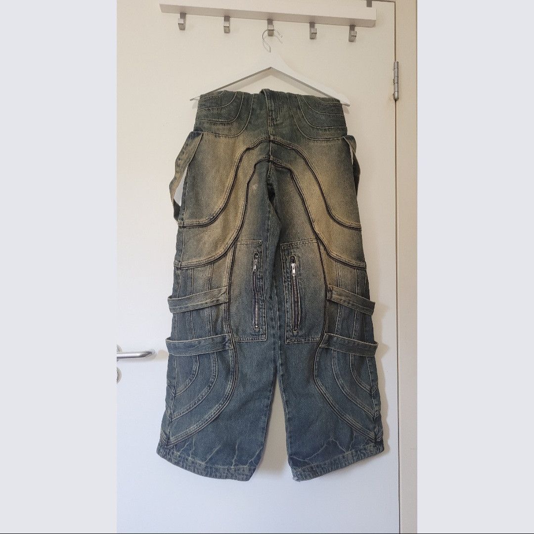 PERSONSOUL Flower fade wash denim jeans