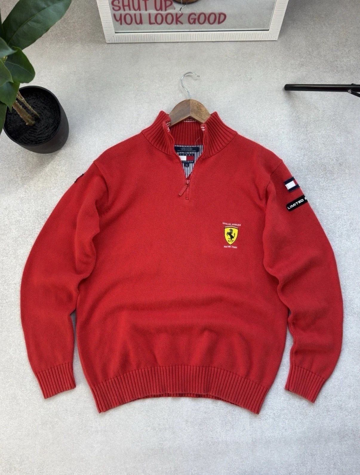 Tommy Hilfiger Tommy Hilfiger Ferrari Limited Edition 1/3 Zip Knit Sweater Size US M / EU 48-50 / 2 - 1 Thumbnail