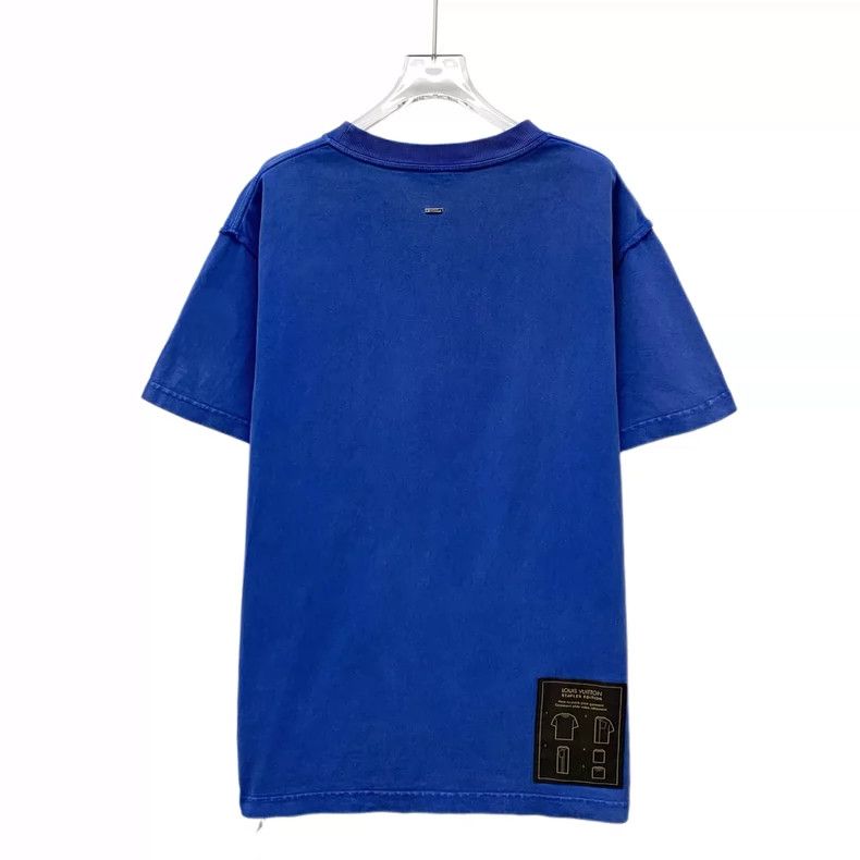Louis Vuitton Louis Vuitton Dark Blue Back Instruction Cotton Crew Neck Size US M / EU 48-50 / 2 - 2 Thumbnail