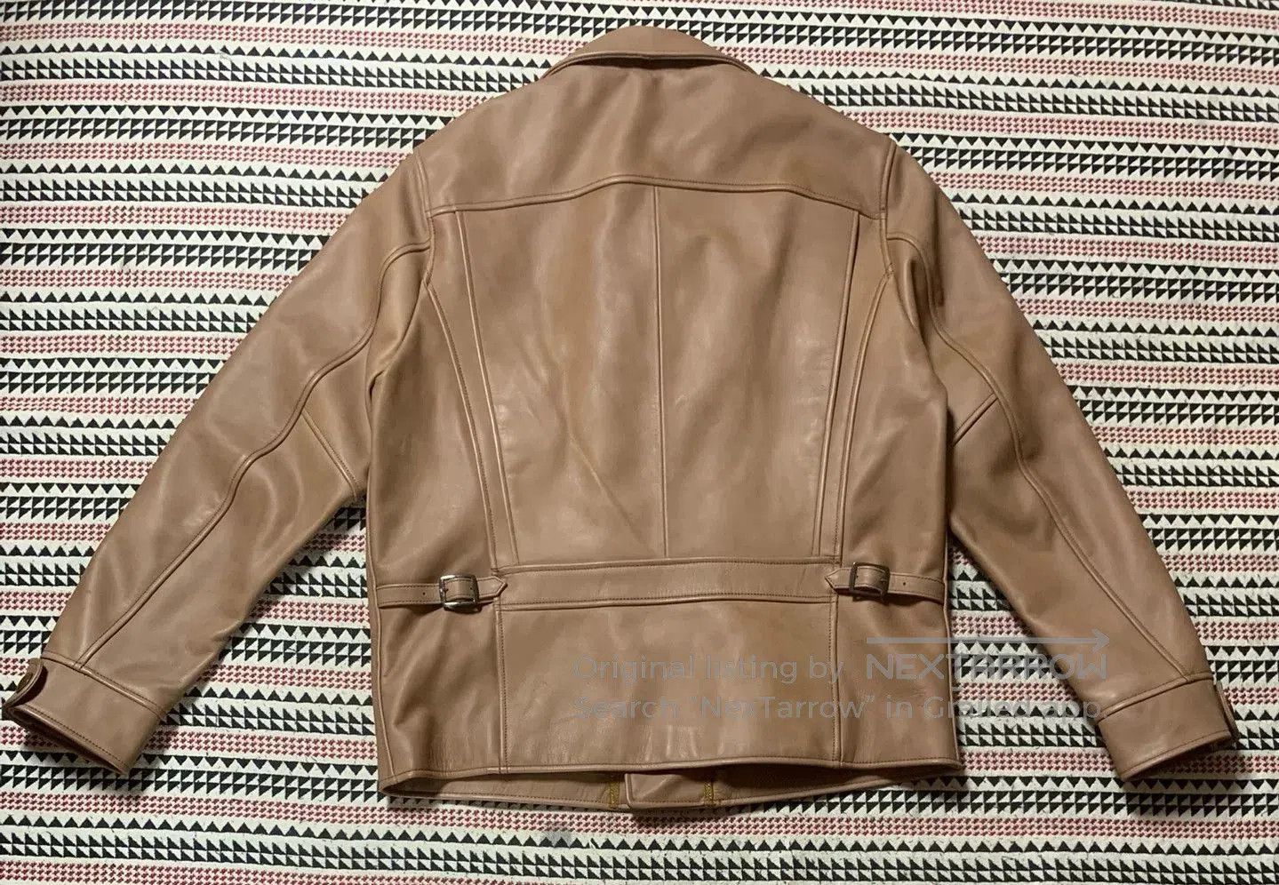 Polo Ralph Lauren beige leather motorcycle jacket by POLO. Size US L / EU 52-54 / 3 - 2 Thumbnail