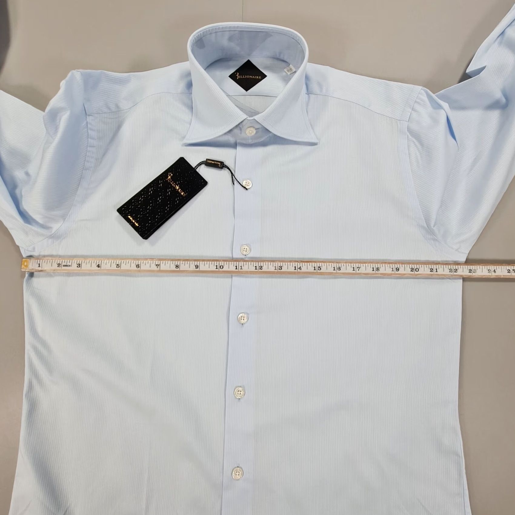 Vintage Billionaire Couture Mens Shirt Light Blue Large 16 Cotton Button Up Shirt 100% Cotton Italy Adults Regular Mens Blue 16 Size US L / EU 52-54 / 3 - 7 Thumbnail