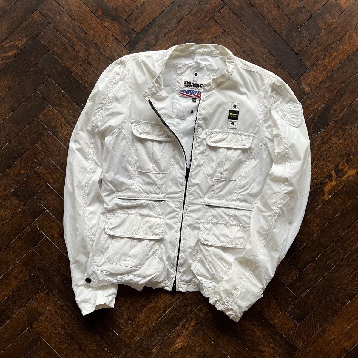 Designer × Other Blauer USA Womens Nylon White Full Zip Lightweight Jacket Size L / US 10 / IT 46 - 1 Thumbnail