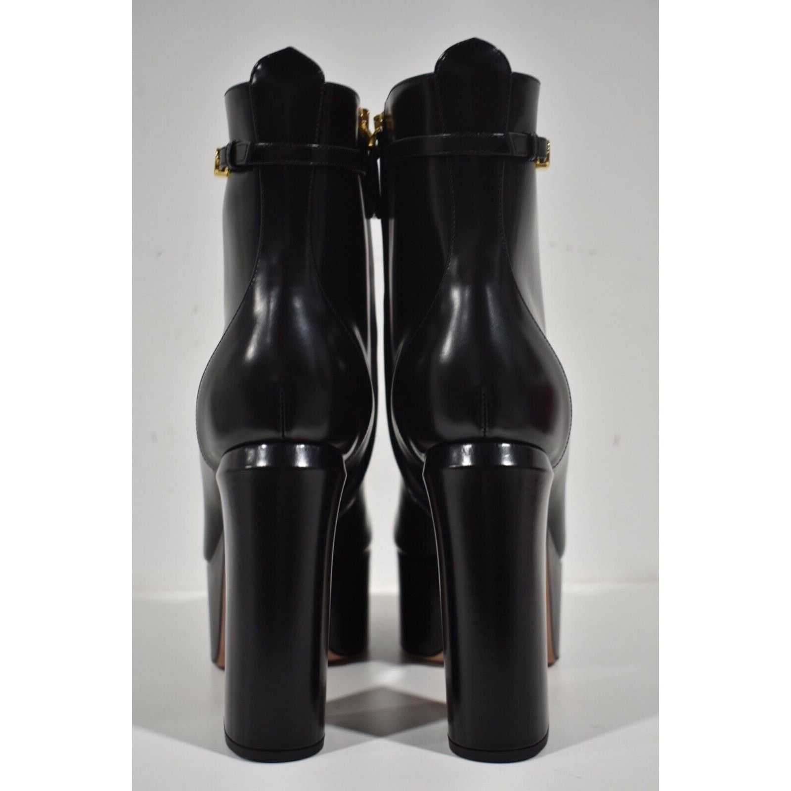 Valentino Valentino Tan-go 120 Black Leather Short Ankle Block Heel Size US 11.5 / IT 41.5 - 11 Thumbnail