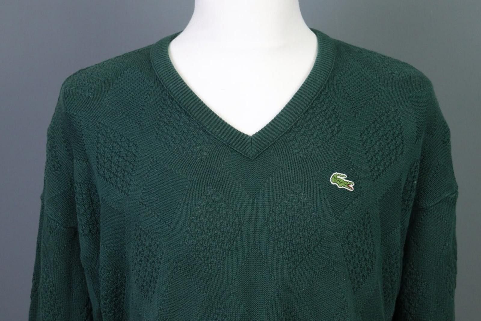 Lacoste Lacoste Chemise Green V-Neck Knit Sweater Size 6 / XL Size US M / EU 48-50 / 2 - 2 Thumbnail