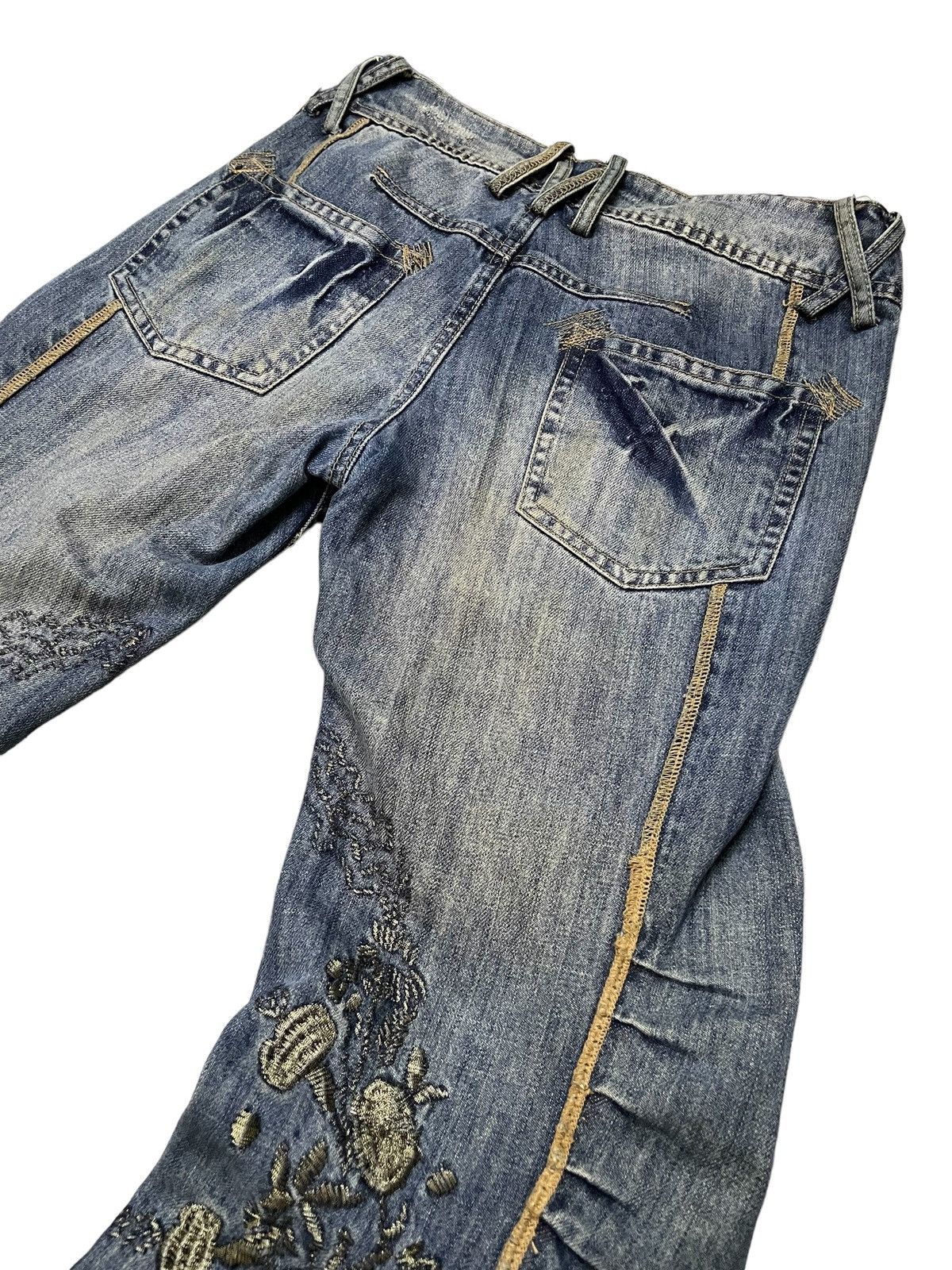 FUSAI × GOSTAR DE FUGA × Japanese Brand JNBY Asymmetrical Curved Seam Embroidered Jeans Size US 29 - 5 Thumbnail
