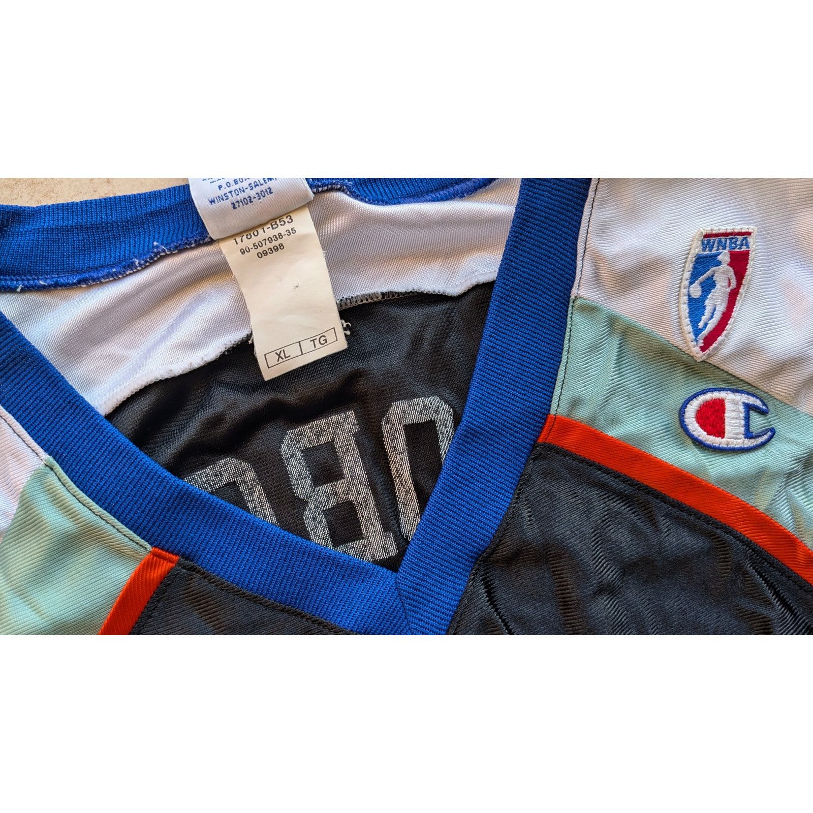 Champion × NBA Rebecca LOBO #50 90s New York Liberty jersey XL WNBA vintage Size US XL / EU 56 / 4 - 10 Thumbnail