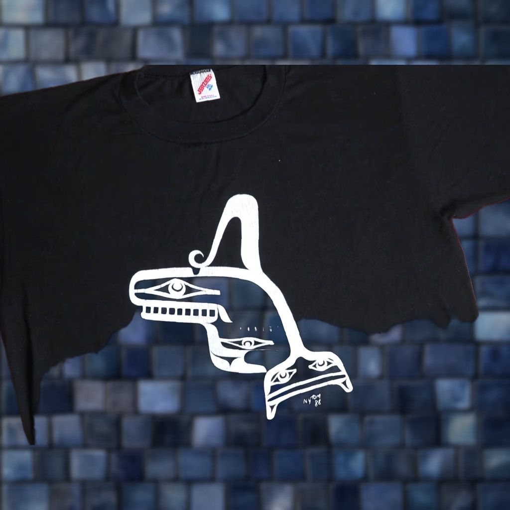 Jerzees VTG 80s Jerzees Coast Salish PNW Orca Whale Art USA Black Tee T-Shirt Mens XL Size US XL / EU 56 / 4 - 1 Thumbnail