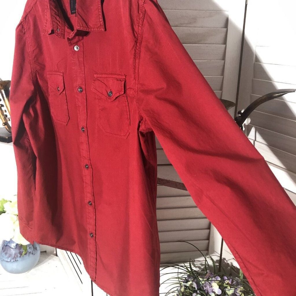 Guess Guess Classic Fit red casual shirt long sleeves cotton Sz L Size US L / EU 52-54 / 3 - 4 Thumbnail