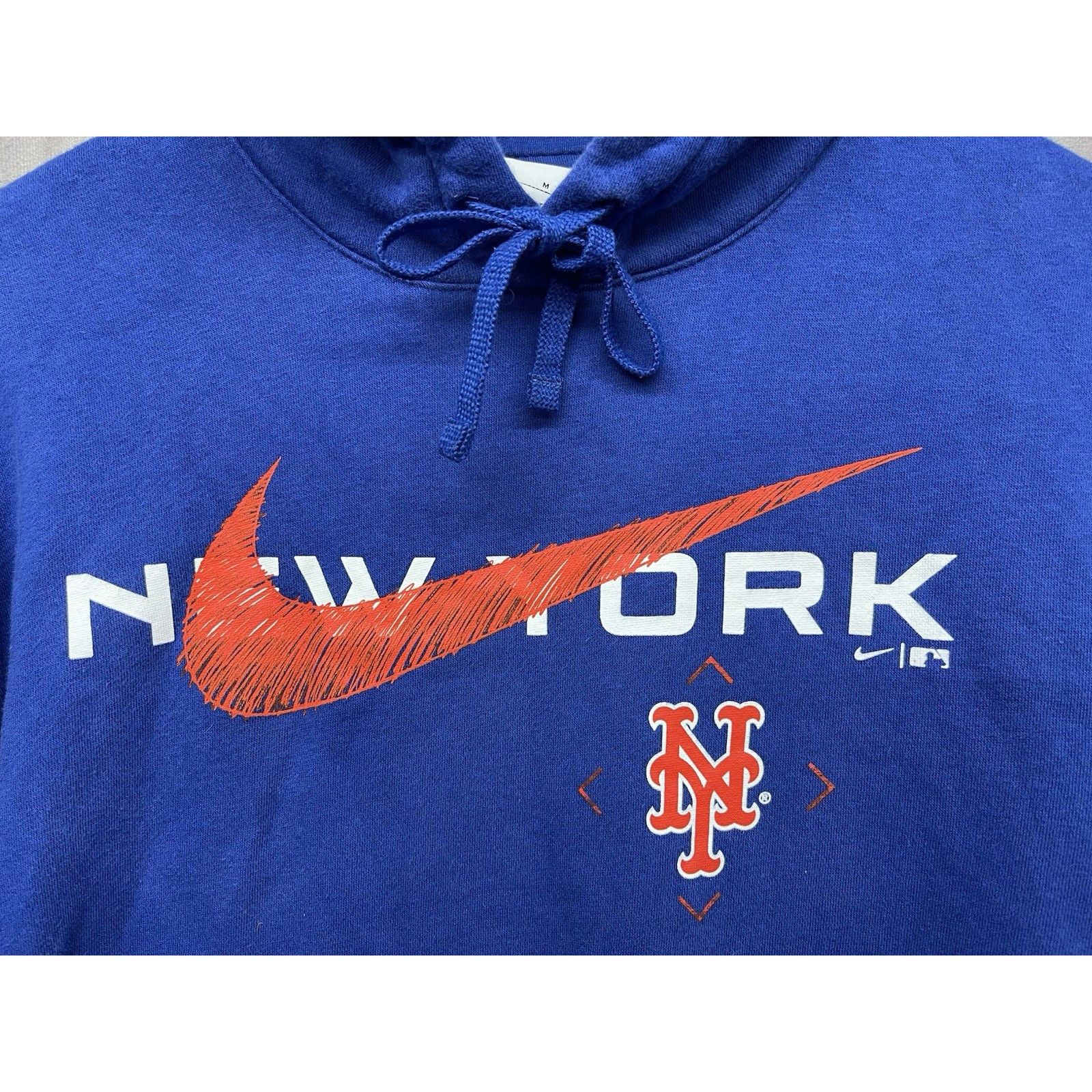 Nike VTG New York Mets Nike Center Swoosh Hoodie Size Medium Blue Size US M / EU 48-50 / 2 - 2 Thumbnail