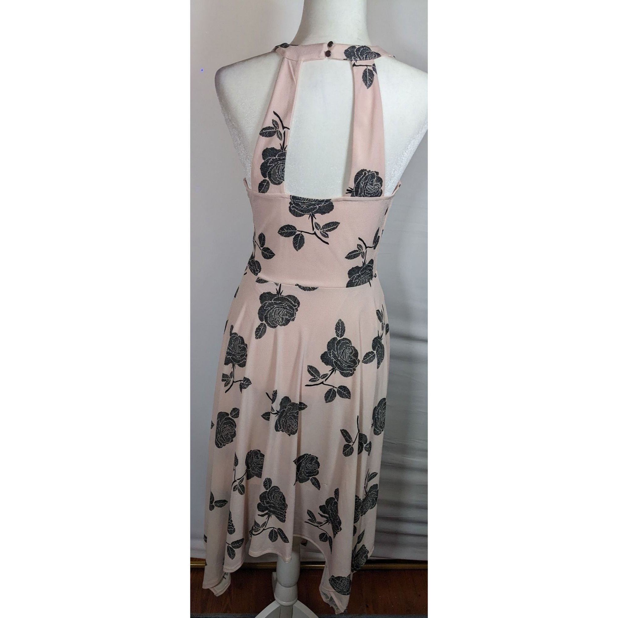 Other Candies Retro Pastel Pink And Black Floral Dress Size L / US 10 / IT 46 - 9 Thumbnail