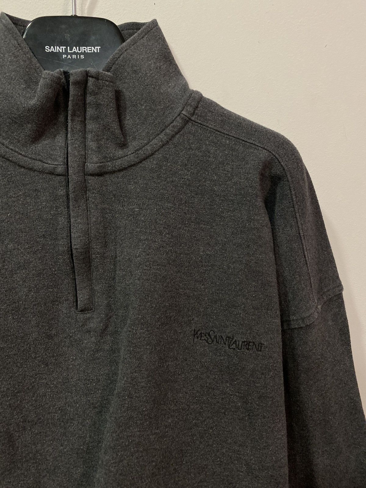 Yves Saint Laurent 90’s YSL Sweatshirt 1/4 Zip Grey YSL Sweater Size US XL / EU 56 / 4 - 8 Thumbnail