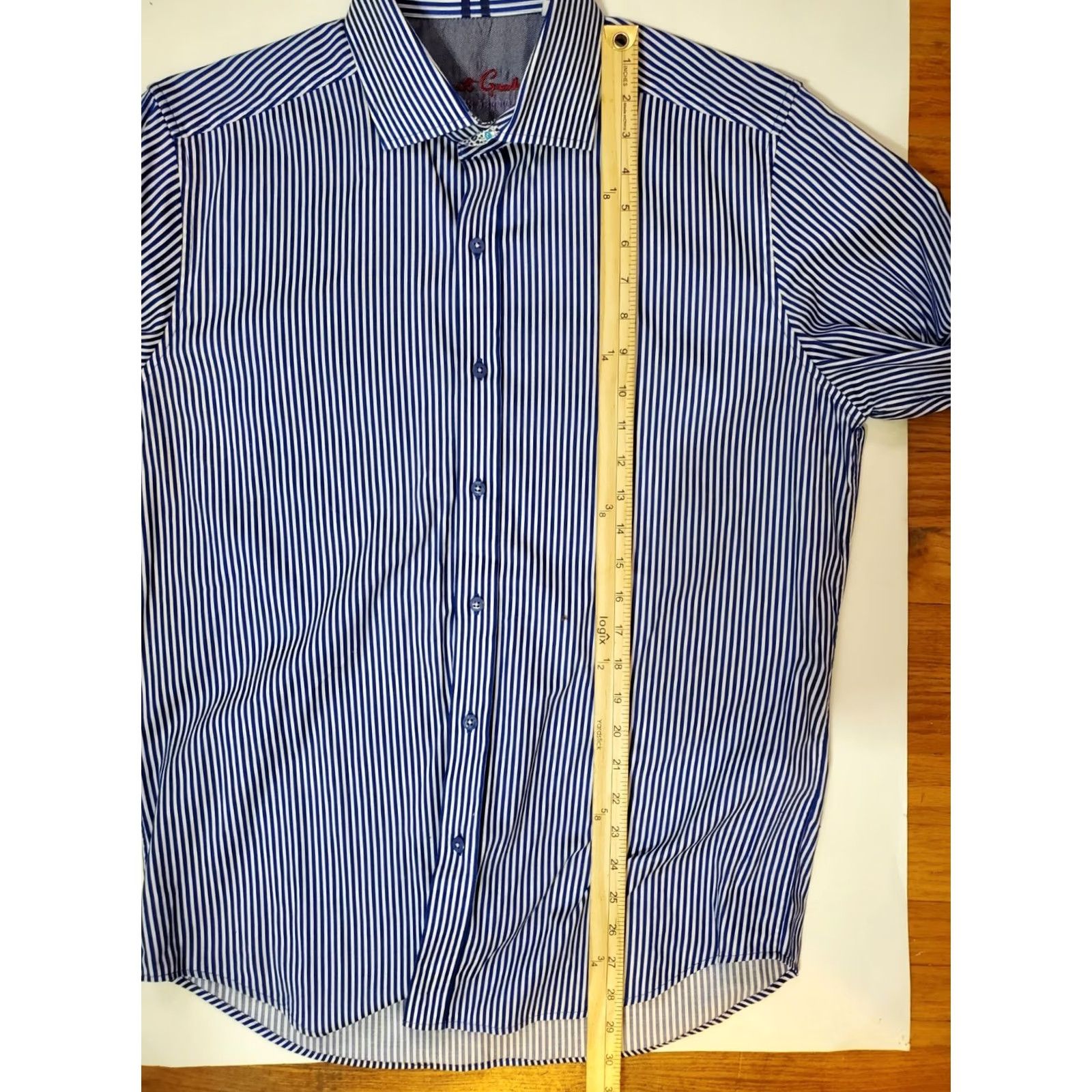Robert Graham Robert Graham Shirt Men's L Tailored Fit Modern Americana Blue White Striped Button-Up Size US L / EU 52-54 / 3 - 6 Thumbnail