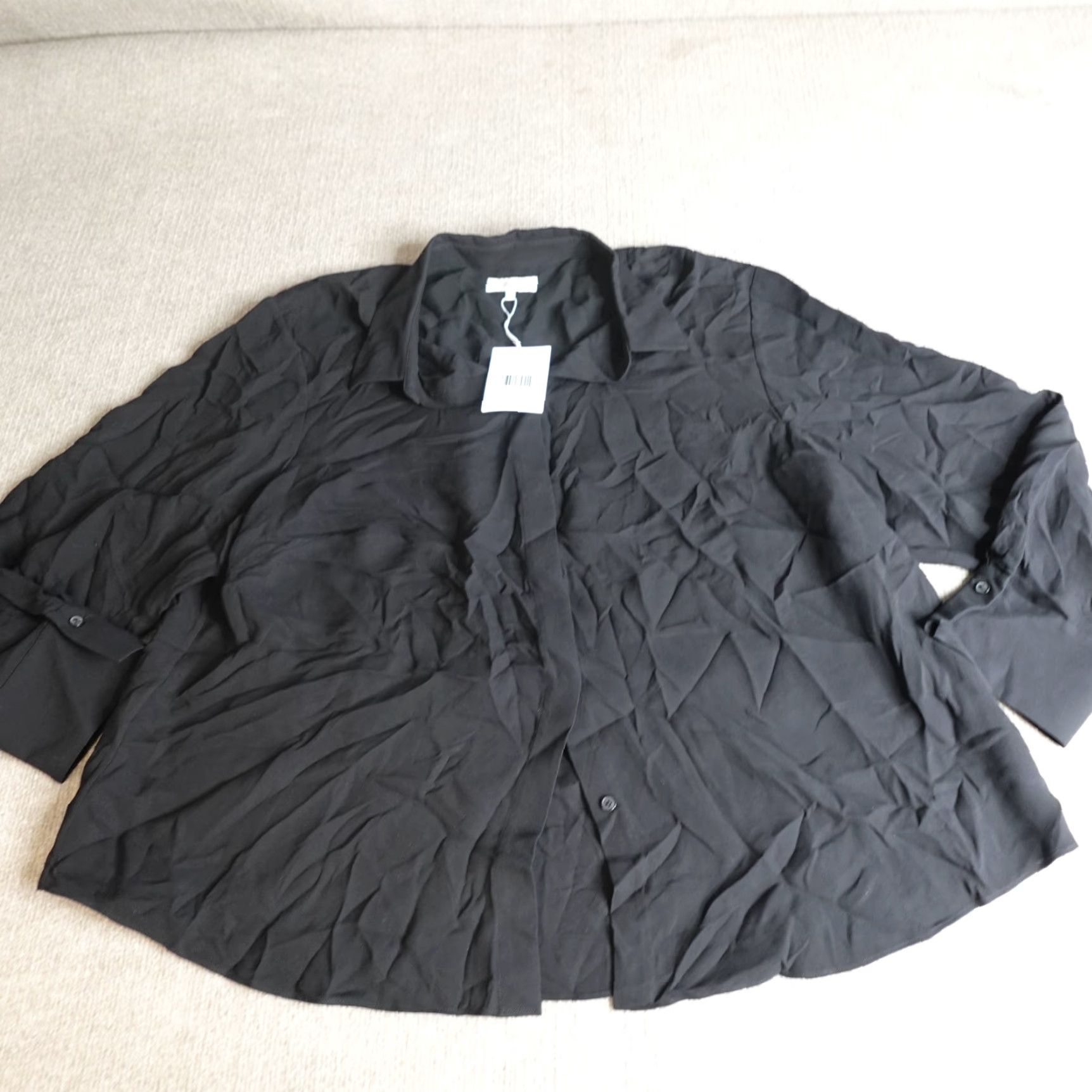 Vintage Lafayette 148 New York Shirt 3X Black Silk Blouse Womens Plus Regular Long Sleeve Georgette 100% Silk Shirt Size XXL / US 16-18 / IT 52-54 - 2 Thumbnail