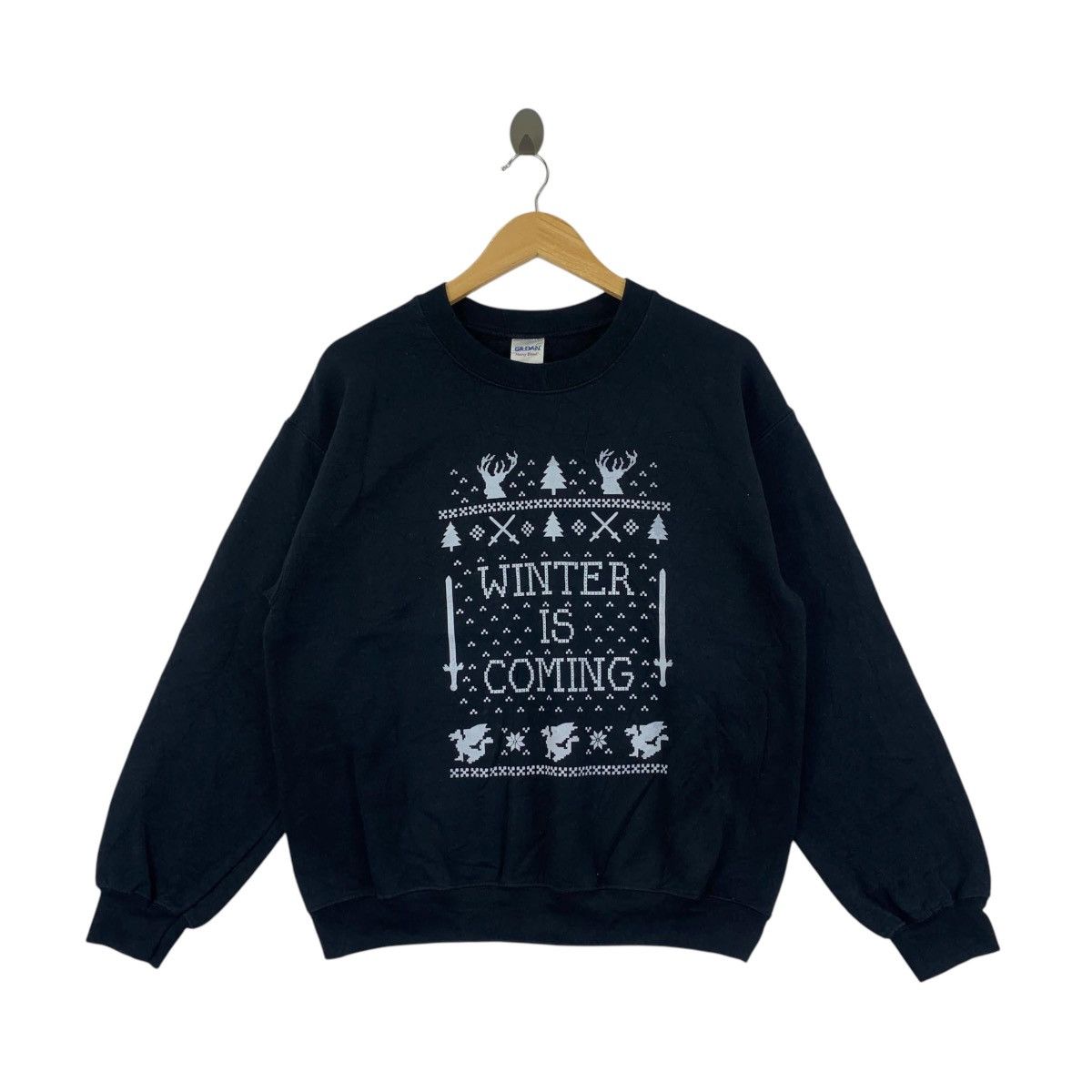 Gildan WINTER IS COMING Theme Design Print Black Sweatshirt Size US M / EU 48-50 / 2 - 1 Thumbnail