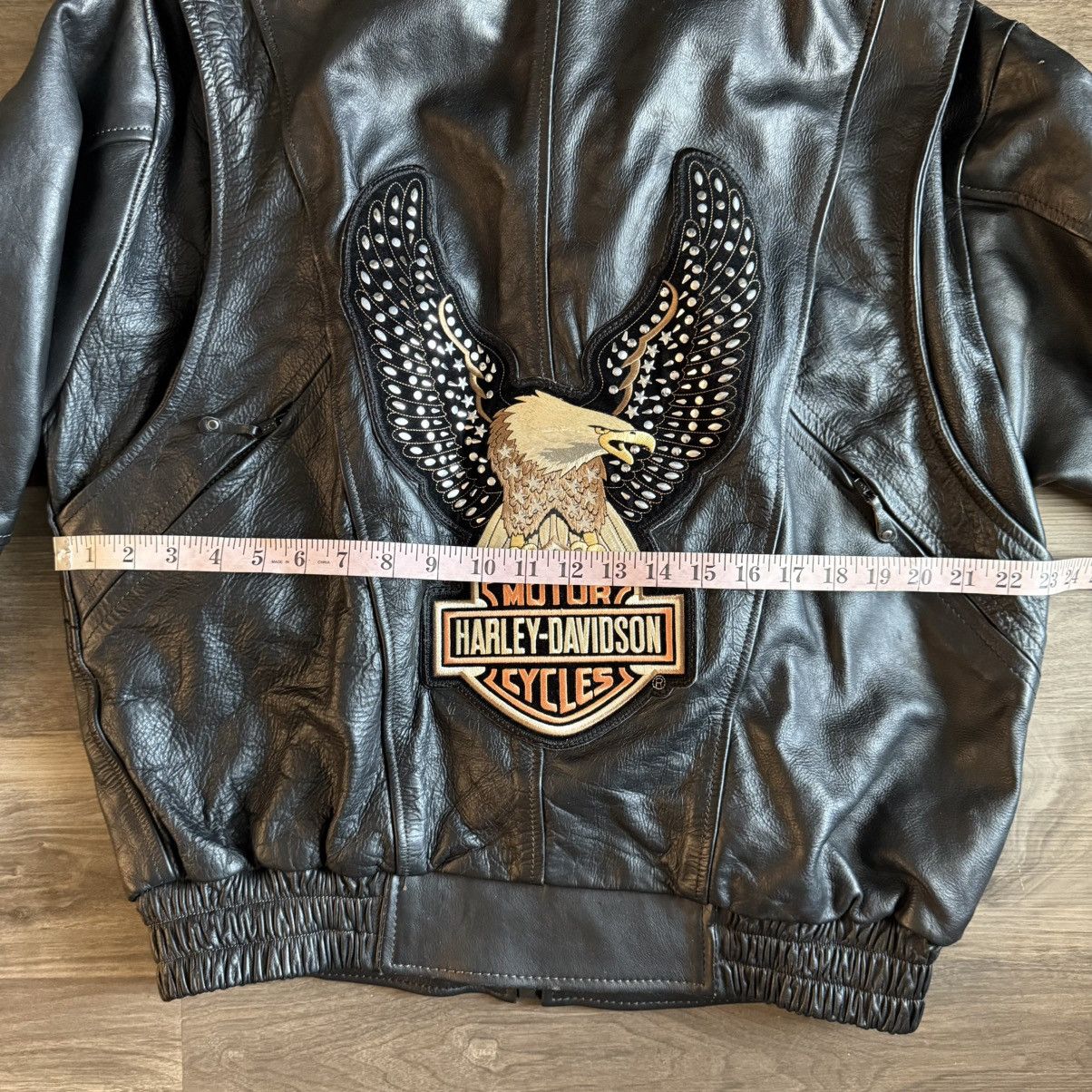 Genuine Leather Interstate Leather Jacket Harley Davidson Eagle Patch Sz M Size US M / EU 48-50 / 2 - 12 Thumbnail